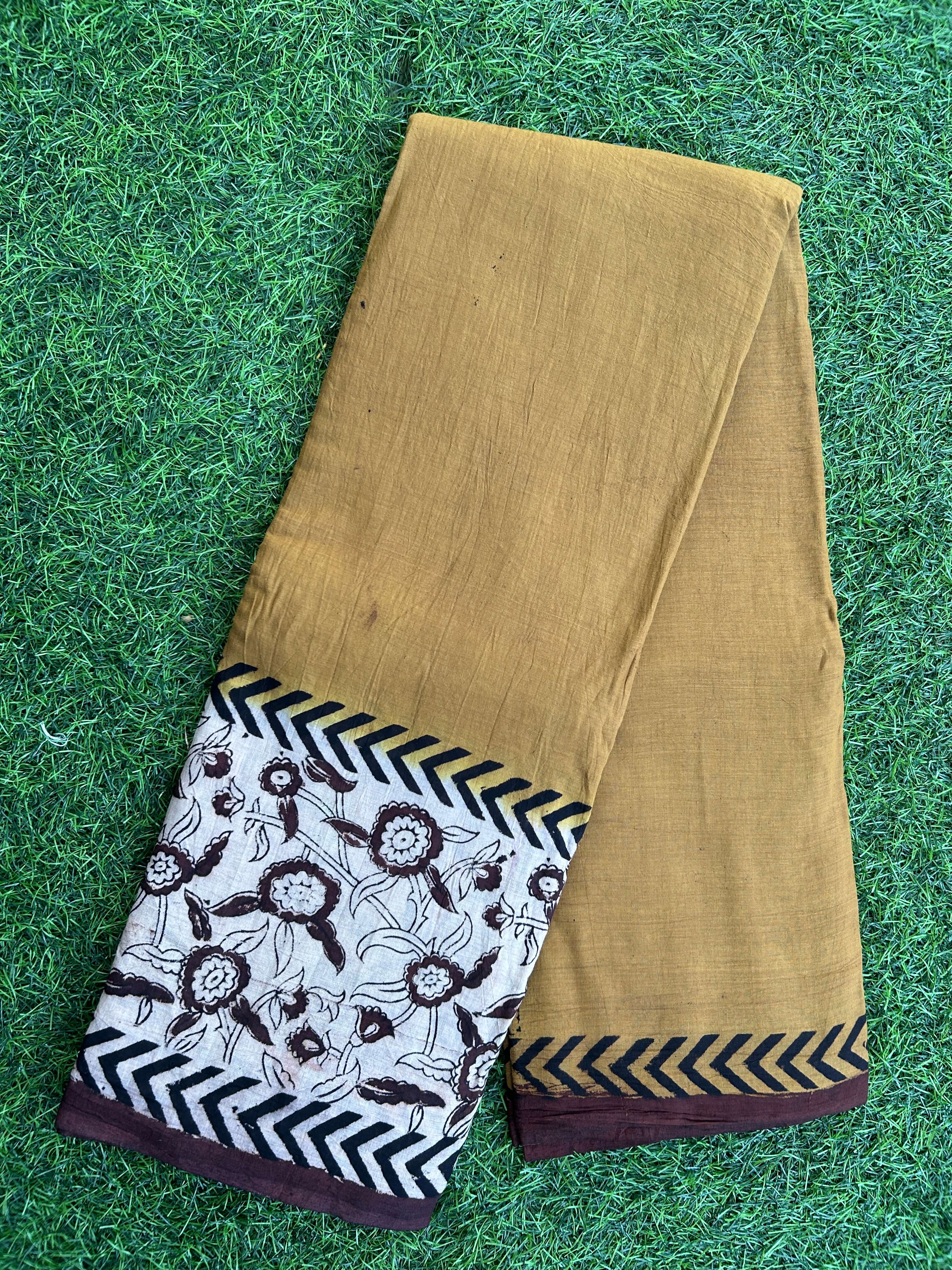 Kalamkari Cotton Kaddi Border Saree KCS-HPGB-M017