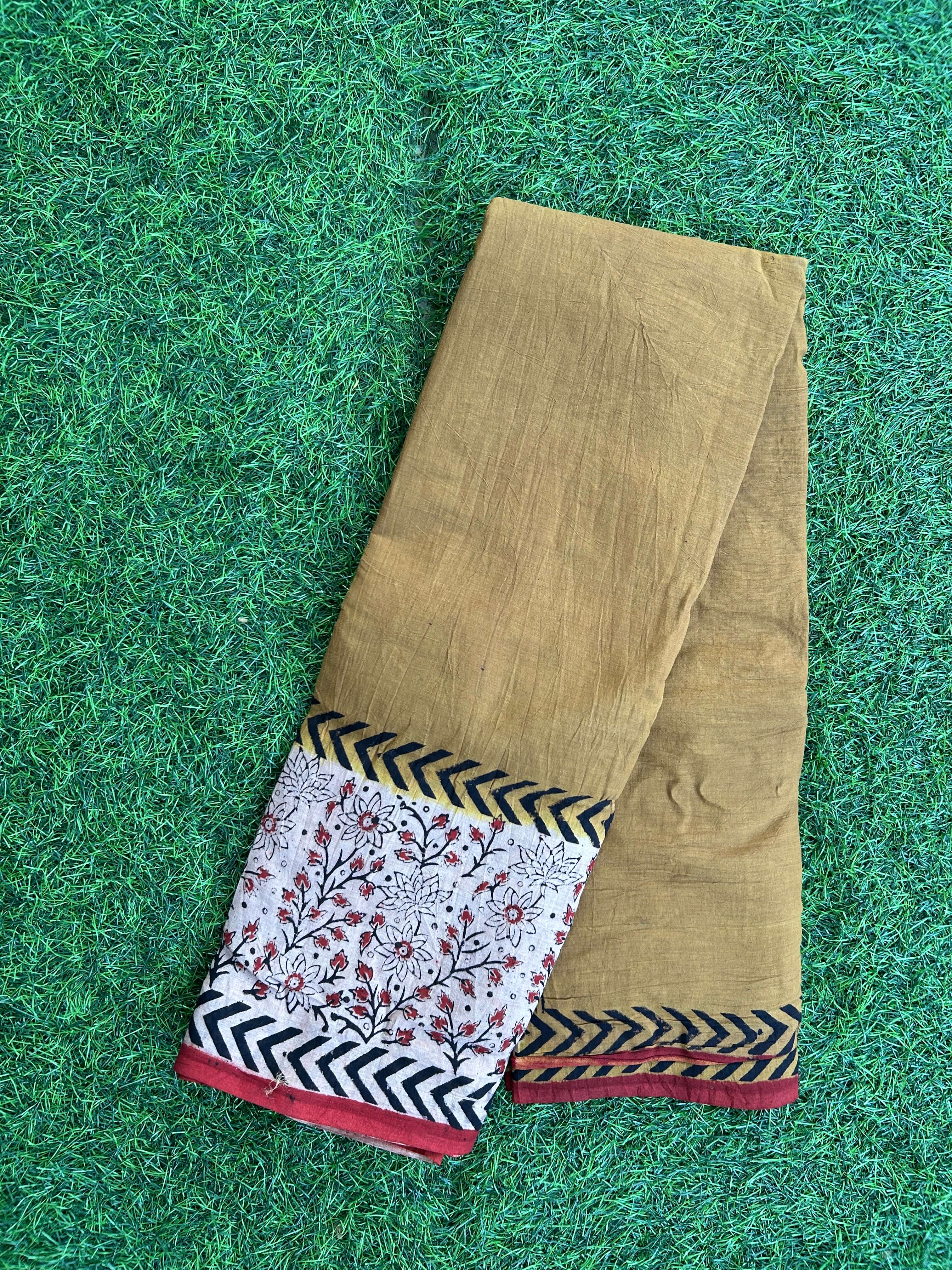 Kalamkari Cotton Kaddi Border Saree KCS-HPGB-M019