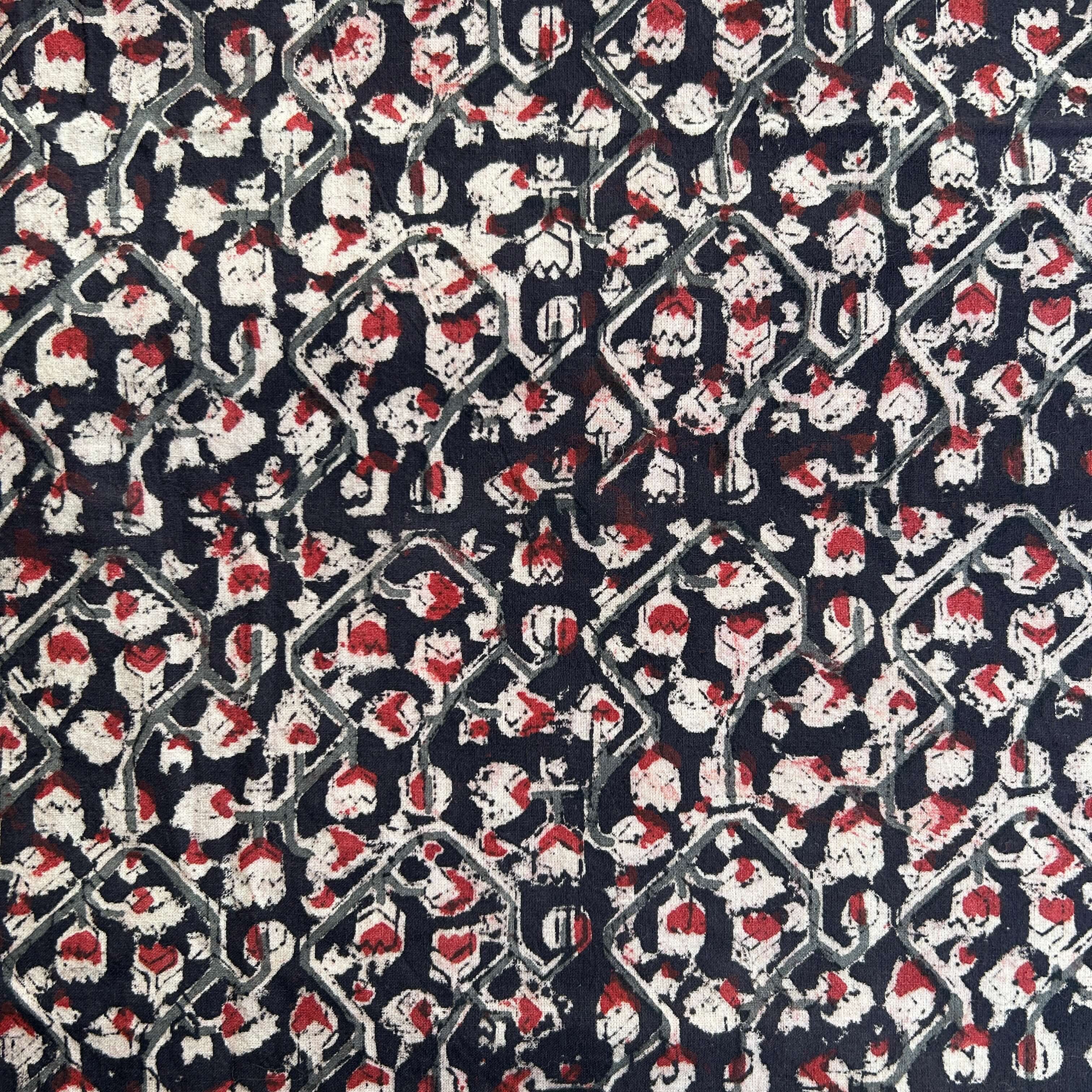 Kalamkari Block Printed Cotton Fabric - HBP-B072