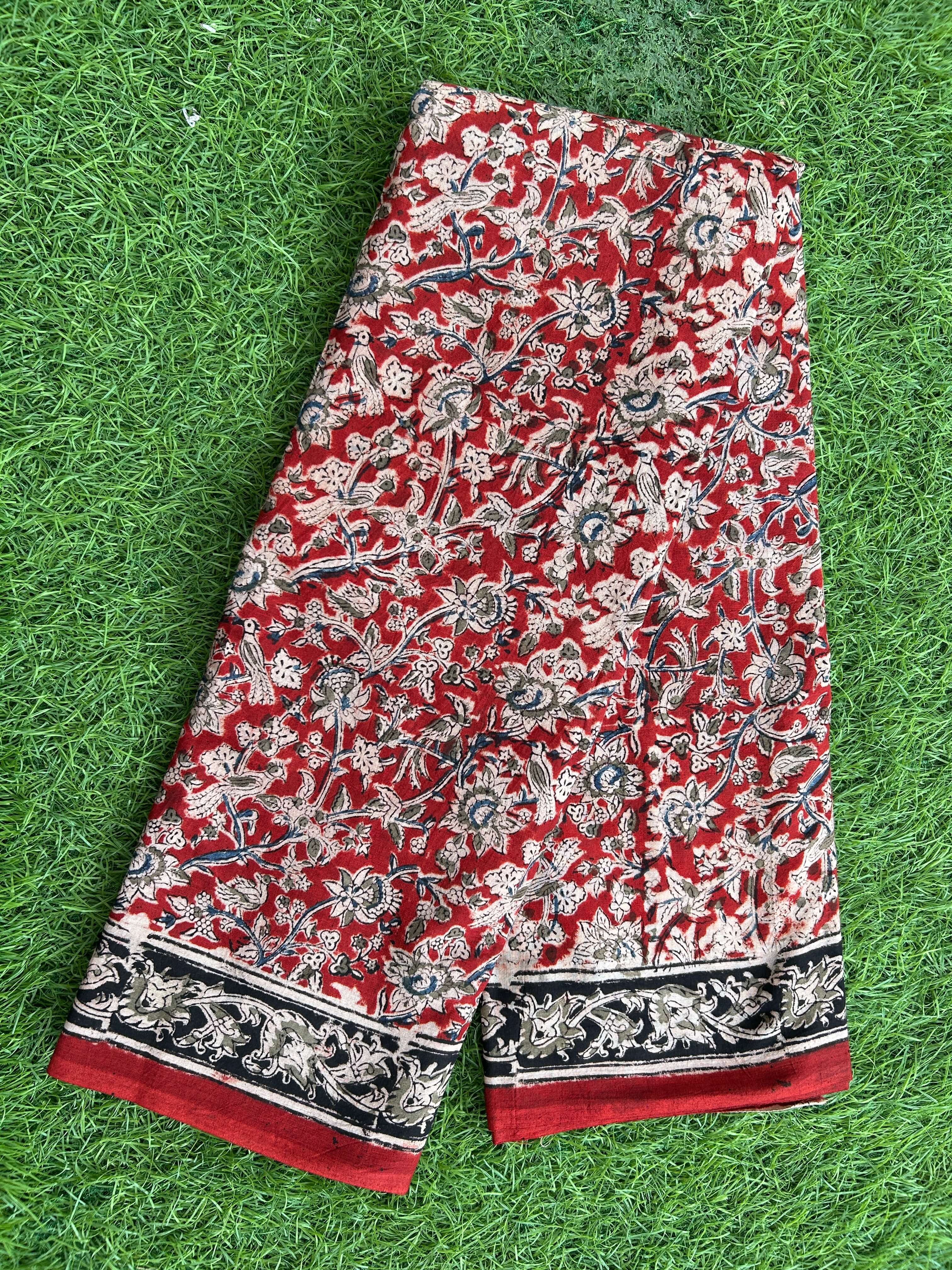 Hand Block Printed Kalamkari Saree KCH-M095