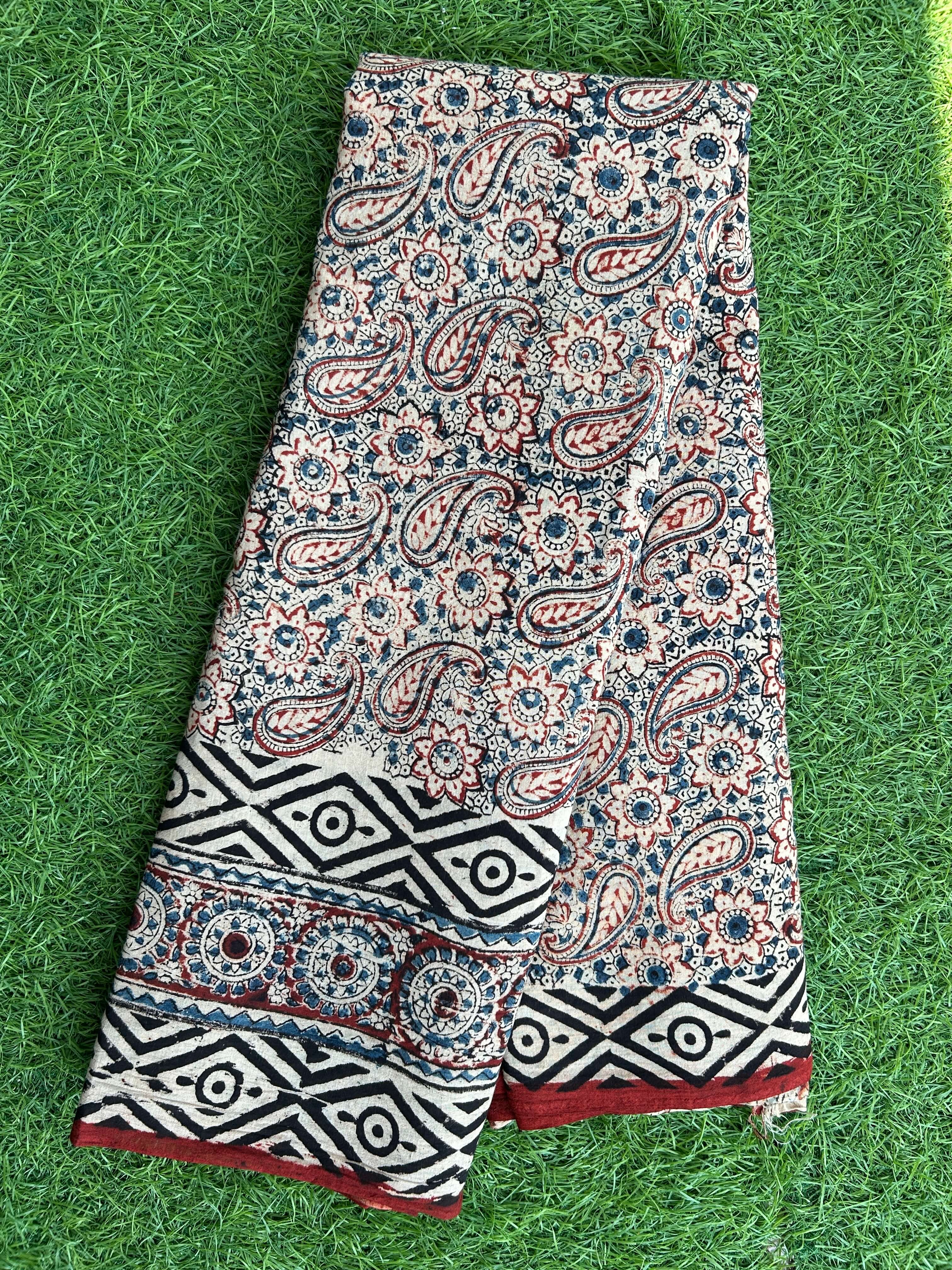 Hand Block Printed Kalamkari Saree KCH-M097