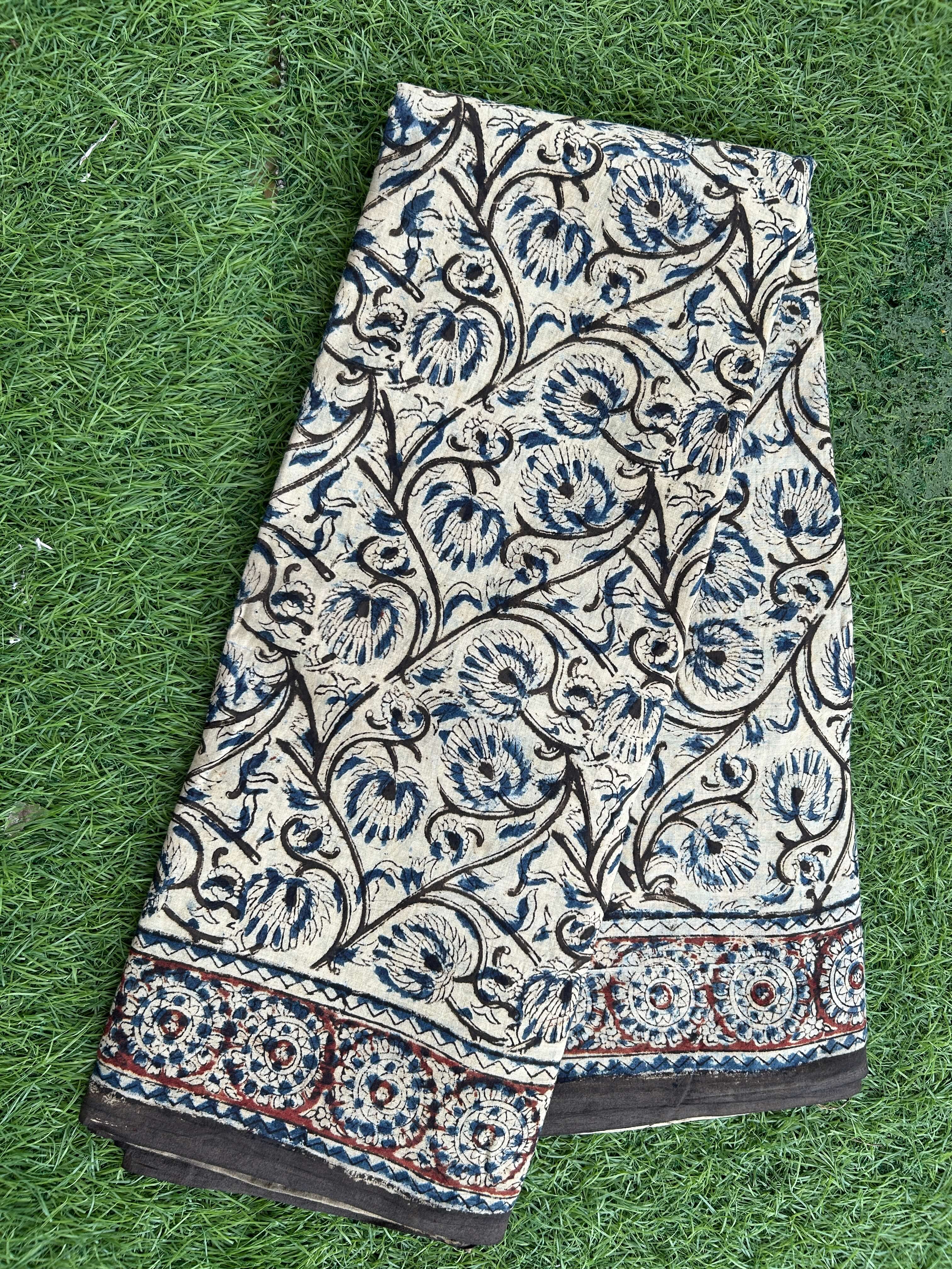 Hand Block Printed Kalamkari Saree KCH-M102