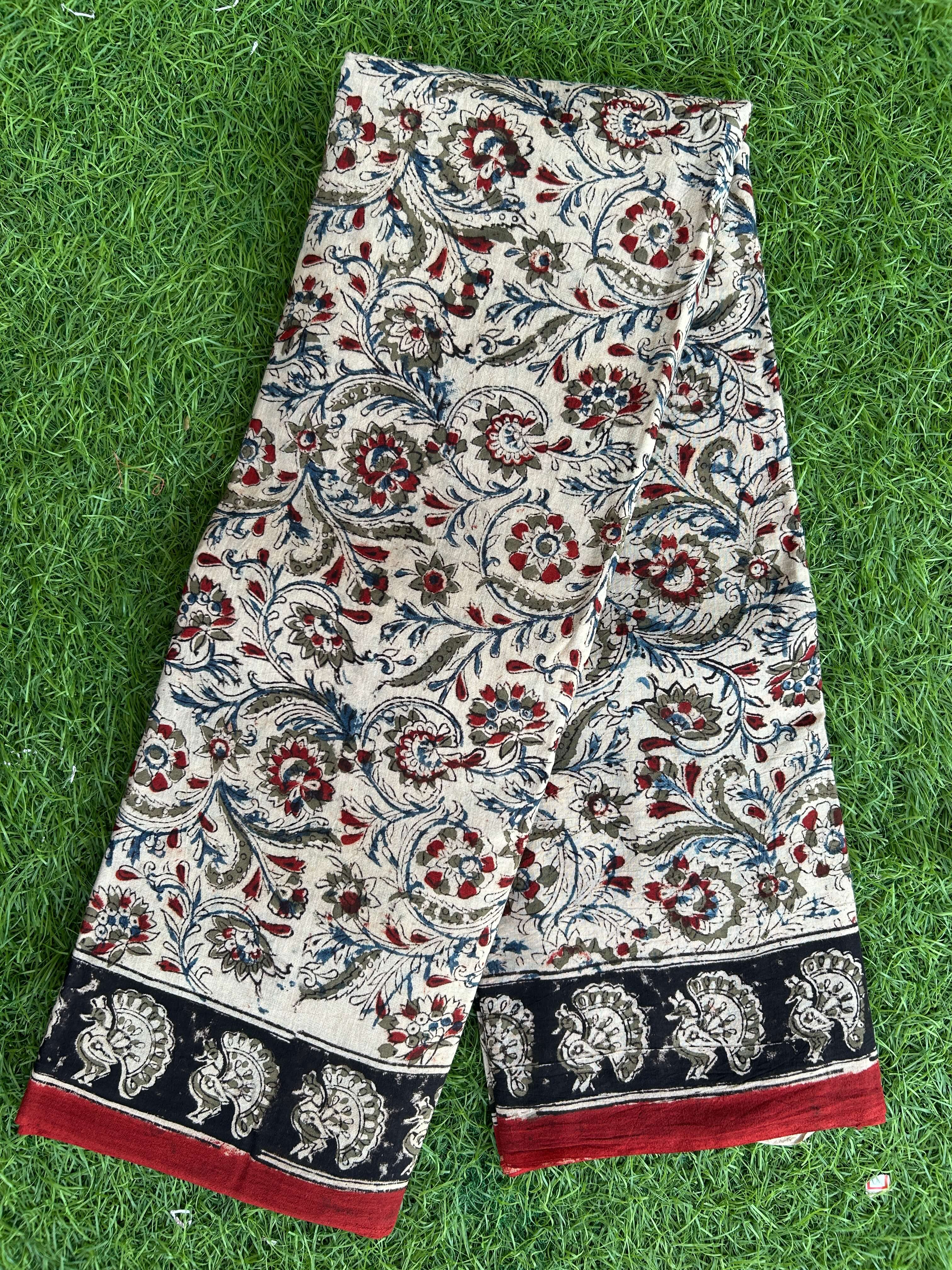 Hand Block Printed Kalamkari Saree KCH-M106