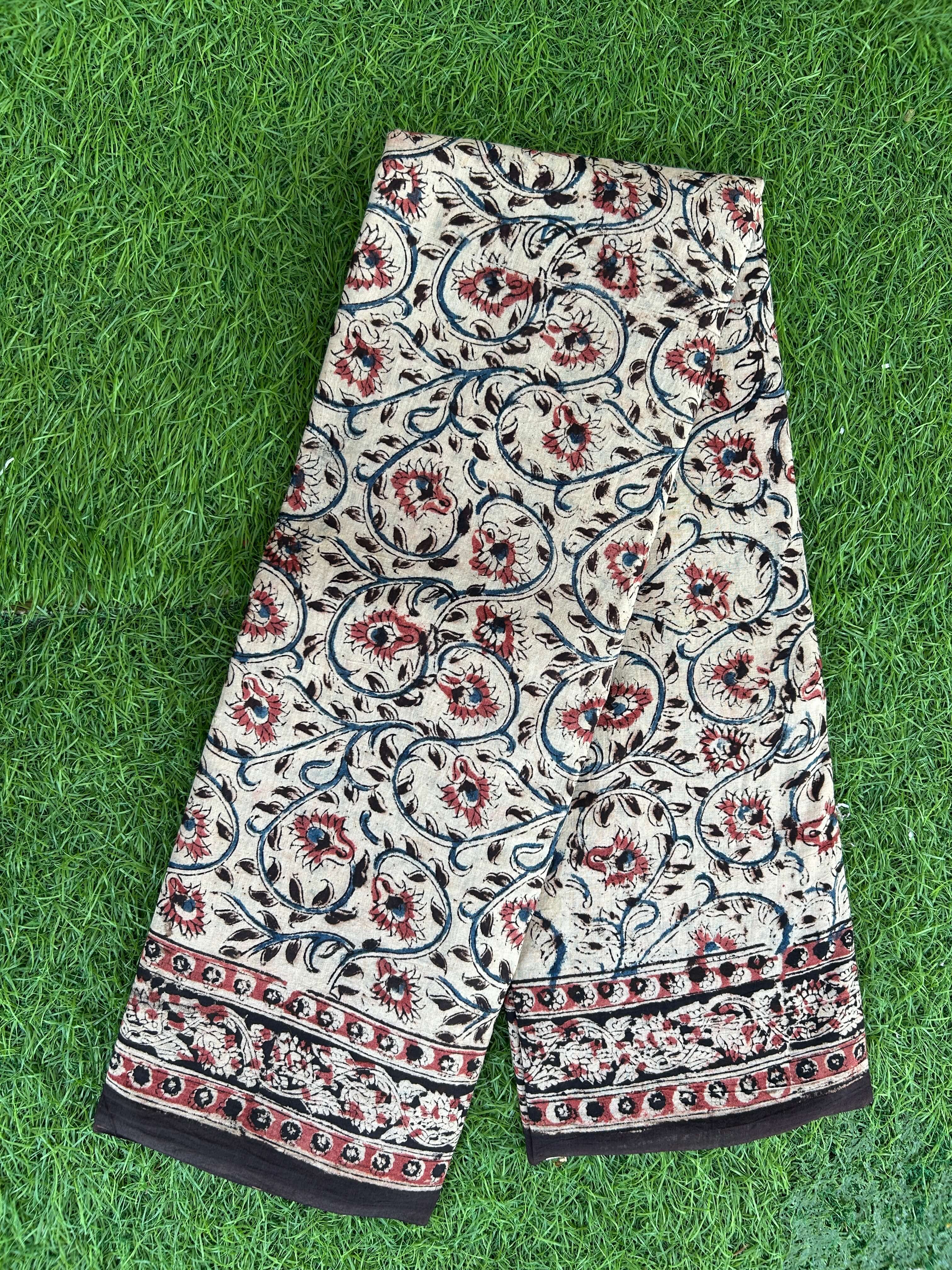 Hand Block Printed Kalamkari Saree KCH-M104