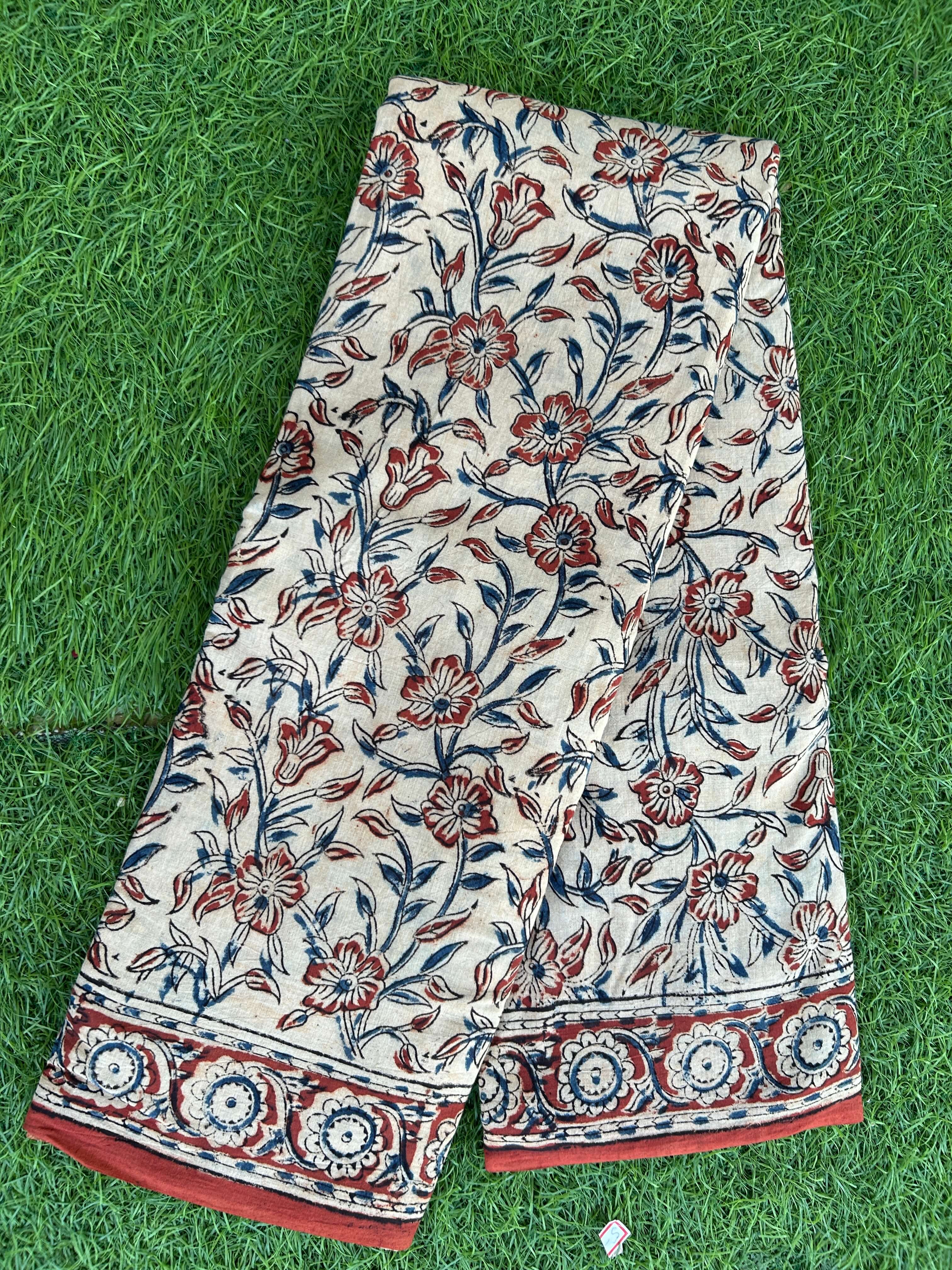 Hand Block Printed Kalamkari Saree KCH-M107