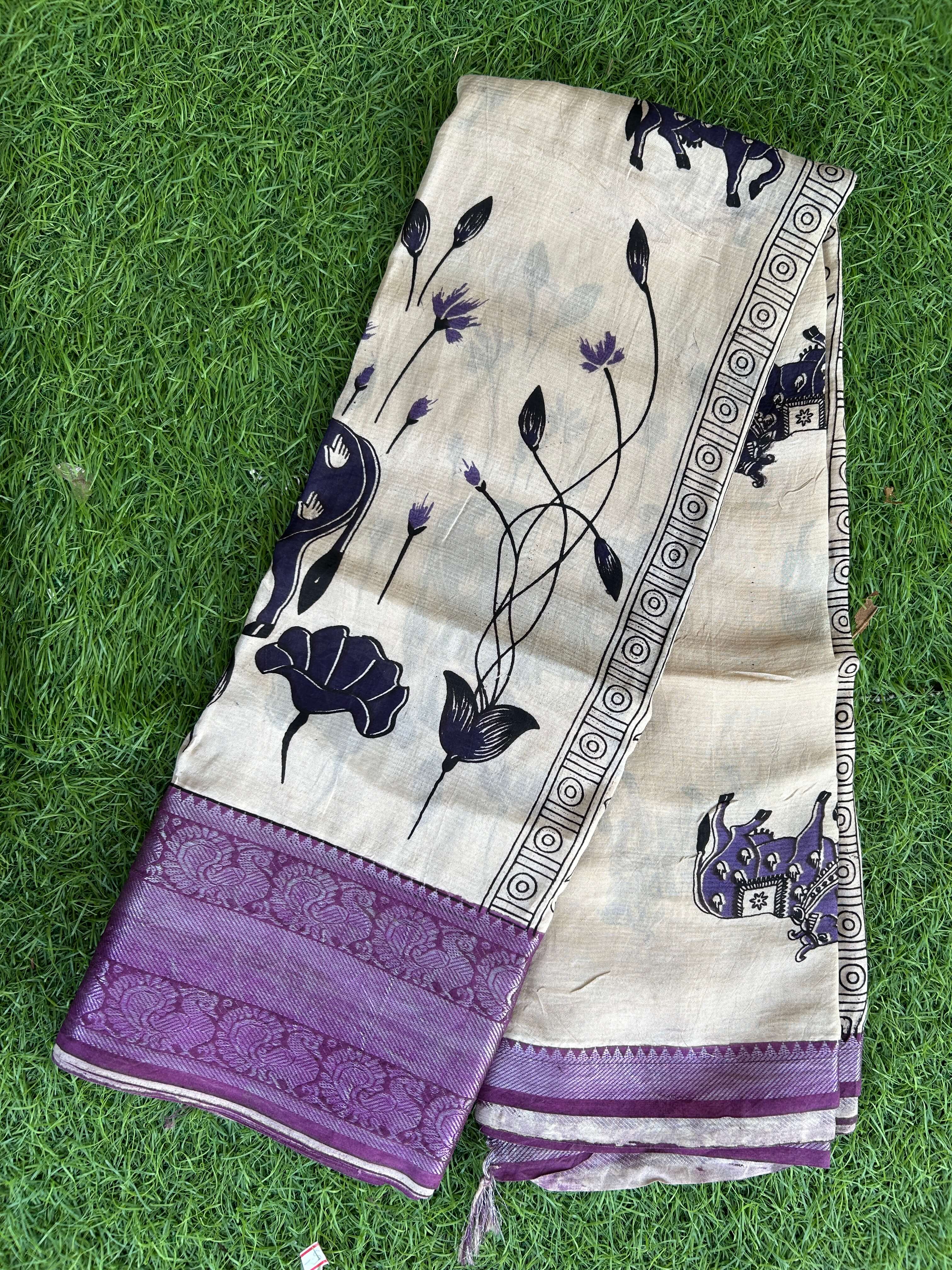 Kalamkari Chennuri Silk Kanchi Border Saree-KKB-SP-M193