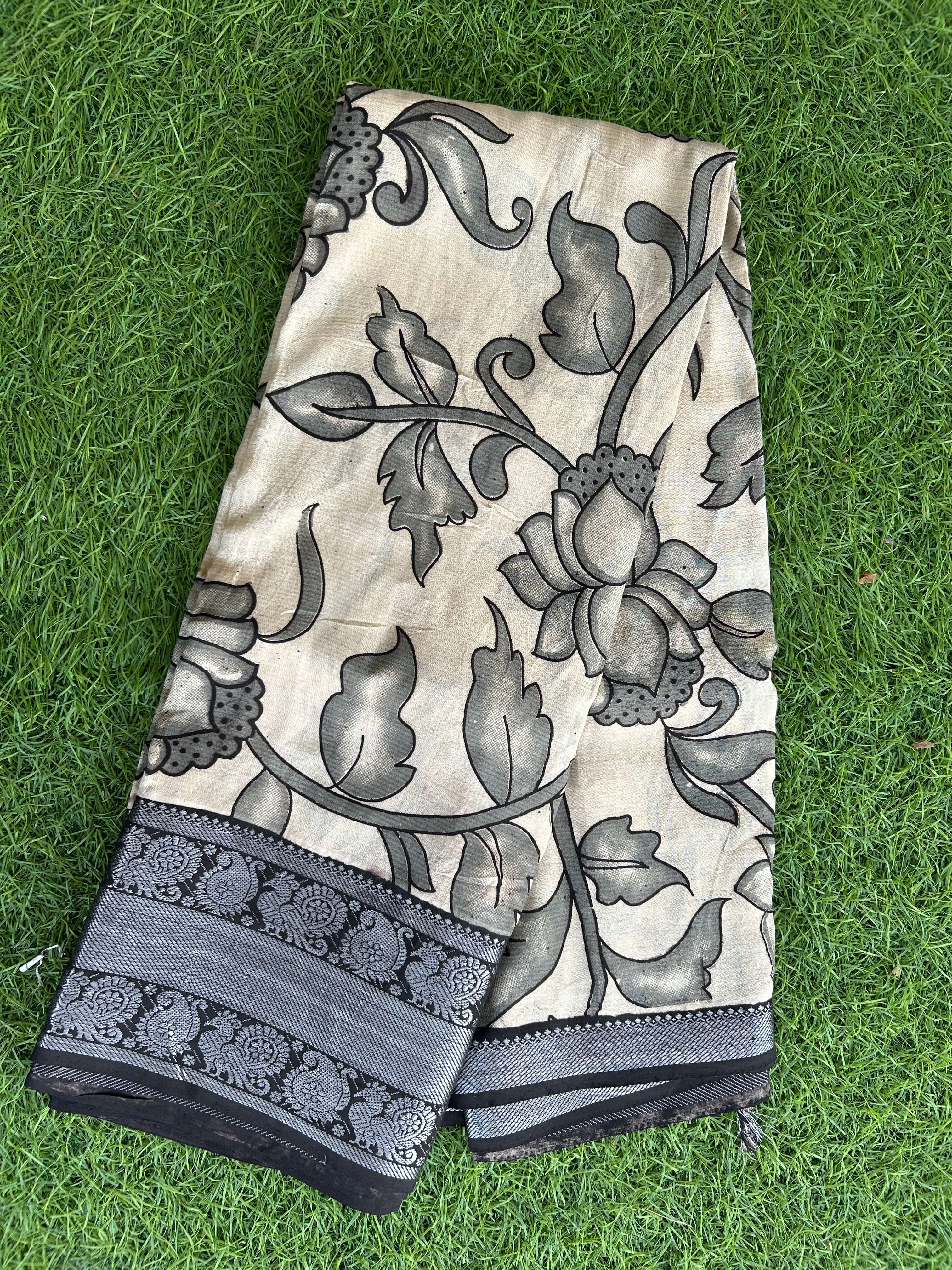 Kalamkari Chennuri Silk Kanchi Border Saree-KKB-SP-M194