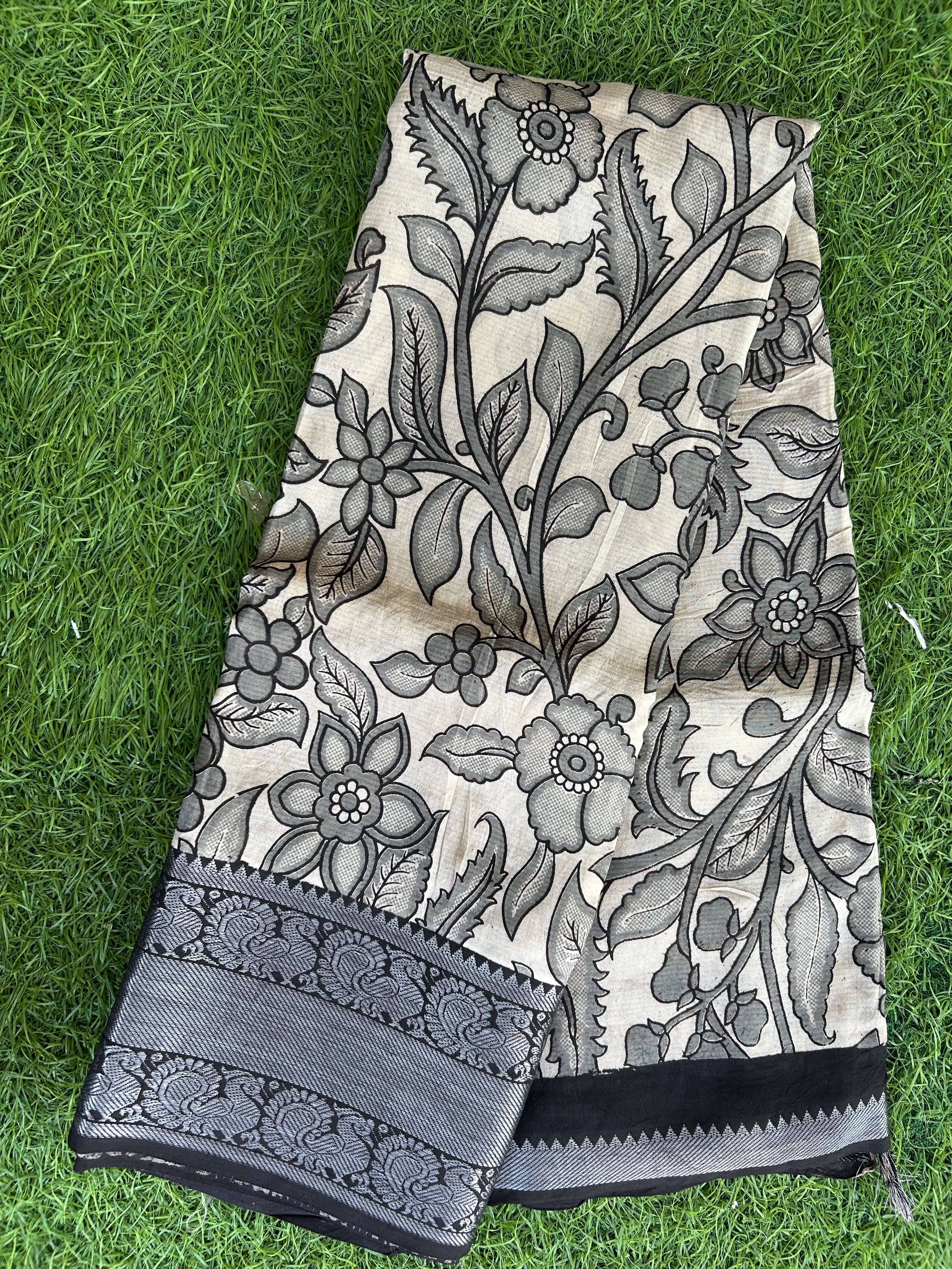 Kalamkari Chennuri Silk Kanchi Border Saree-KKB-SP-M195