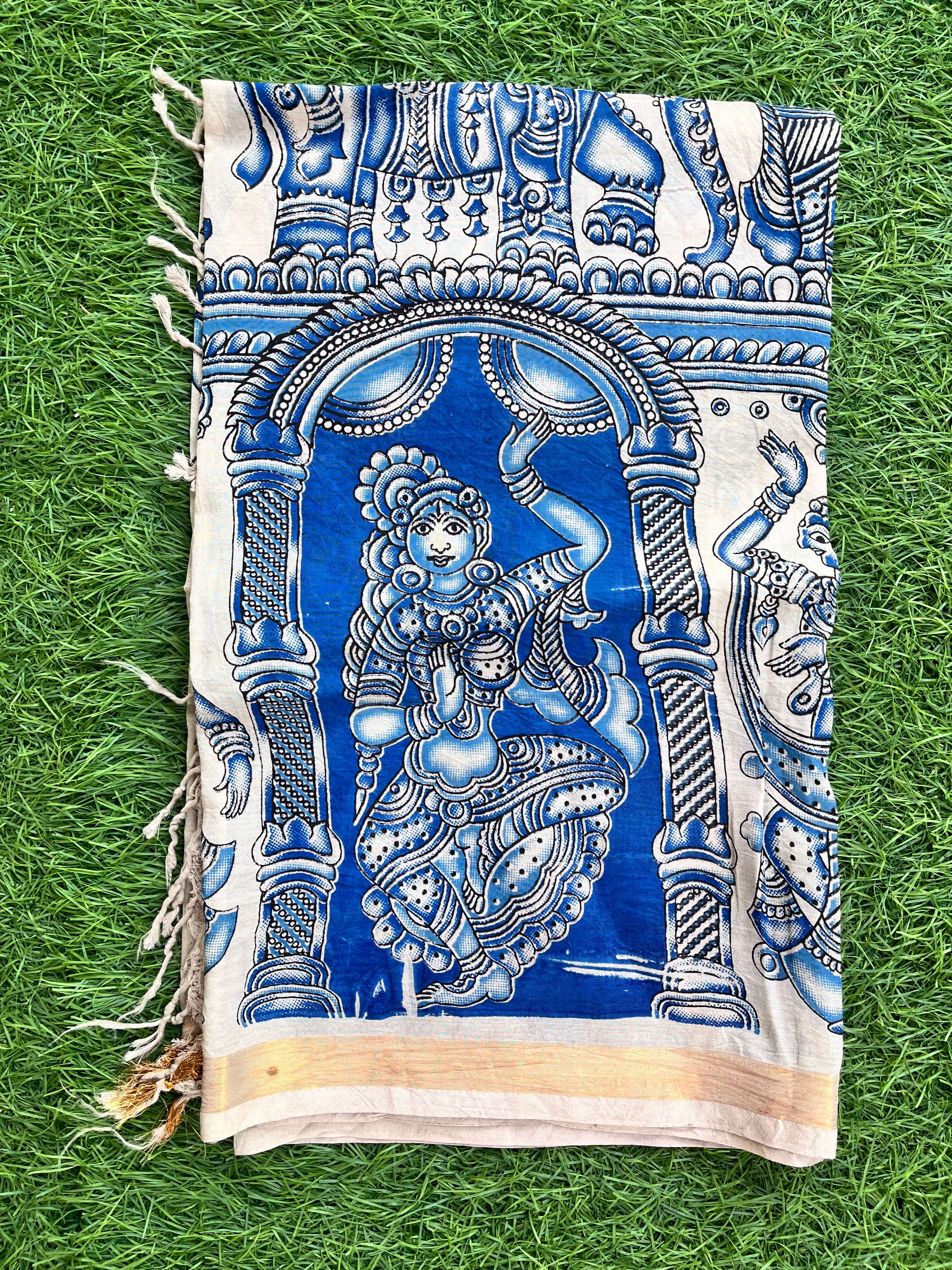 Kaddi Border Kalamkari Dupatta- KBKHBD-N-M160