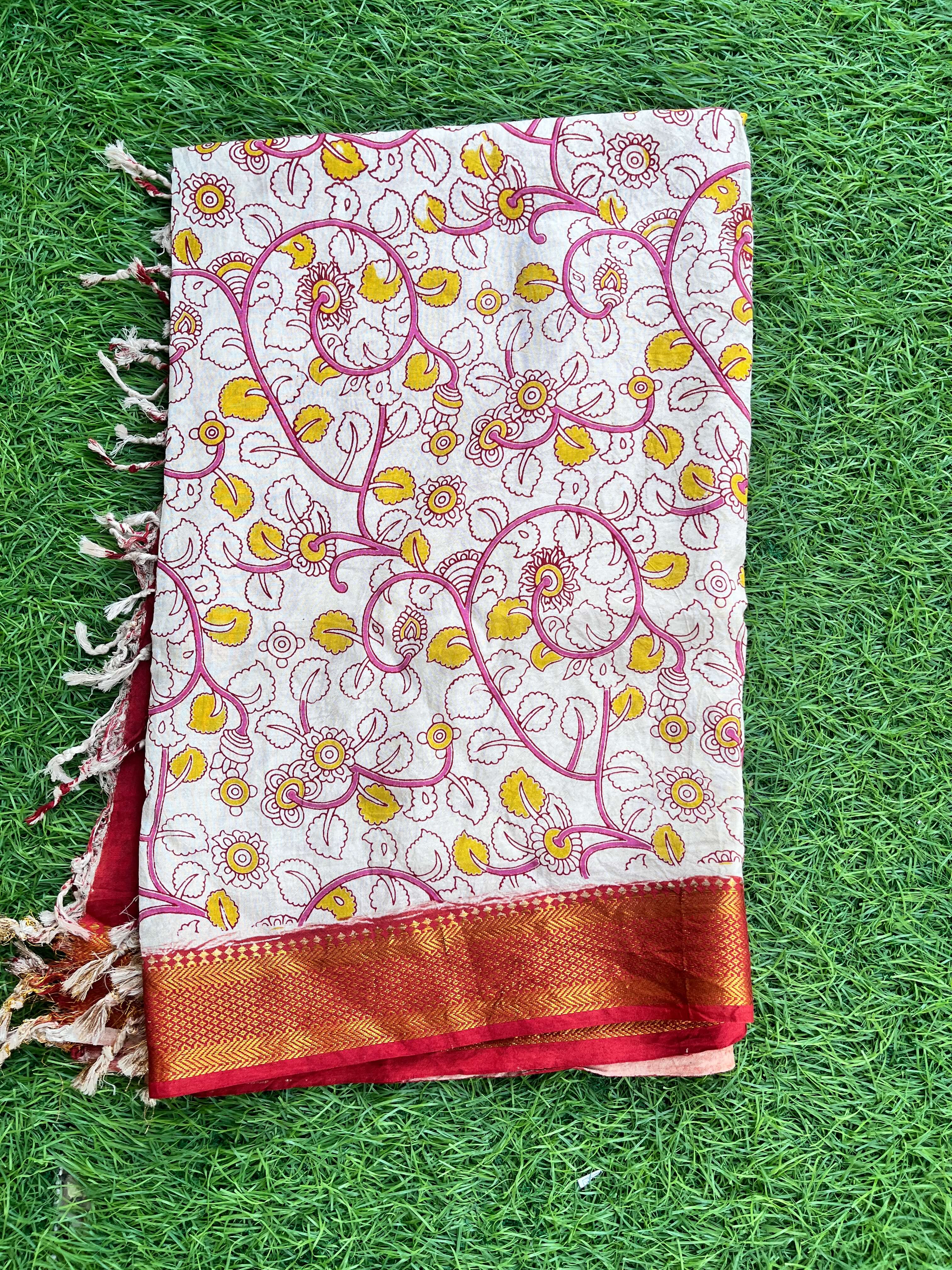 Nizam Border Kalamkari Dupatta- NBKHBD-N-M162
