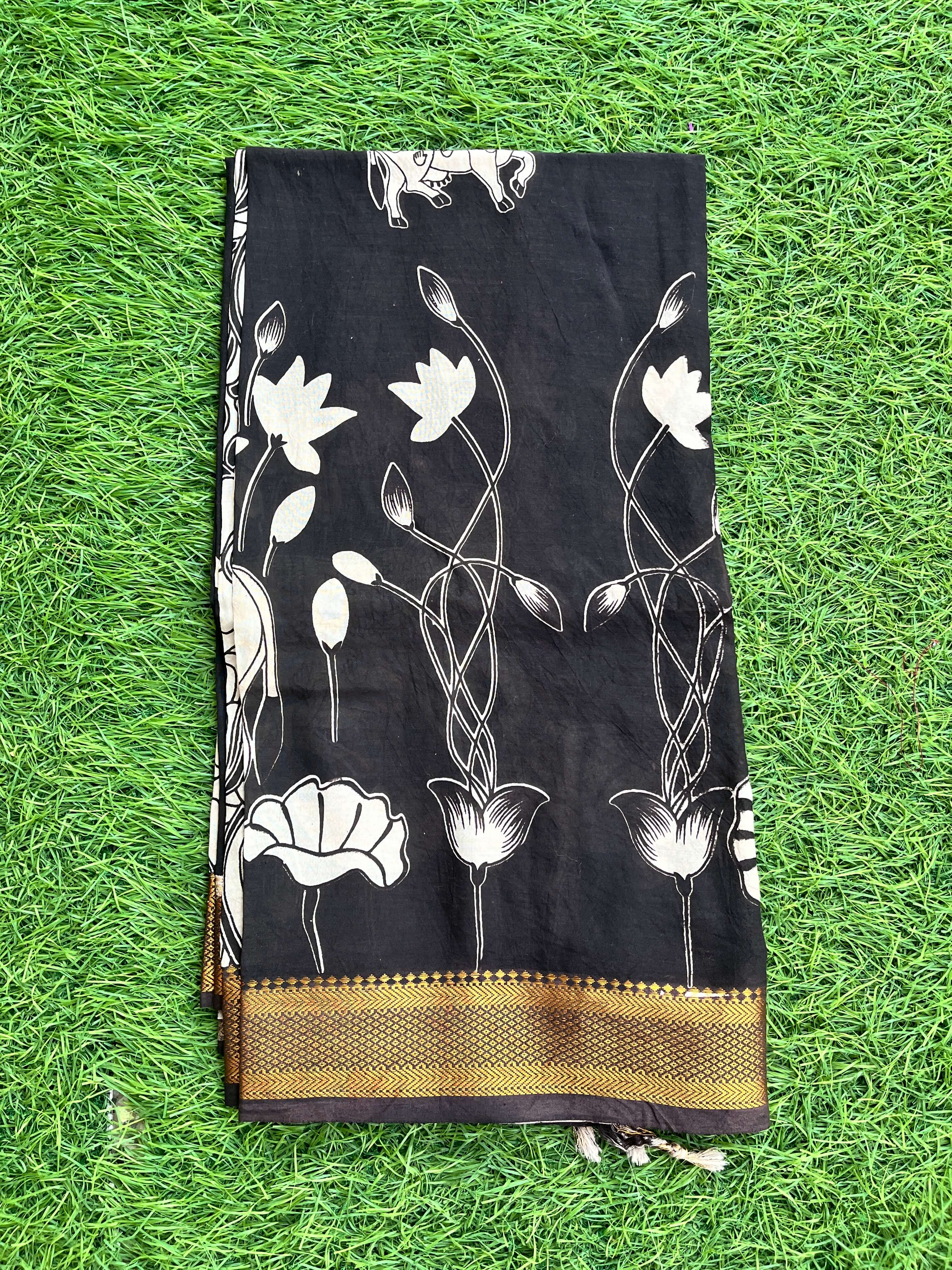 Nizam Border Kalamkari Dupatta- NBKHBD-N-M163
