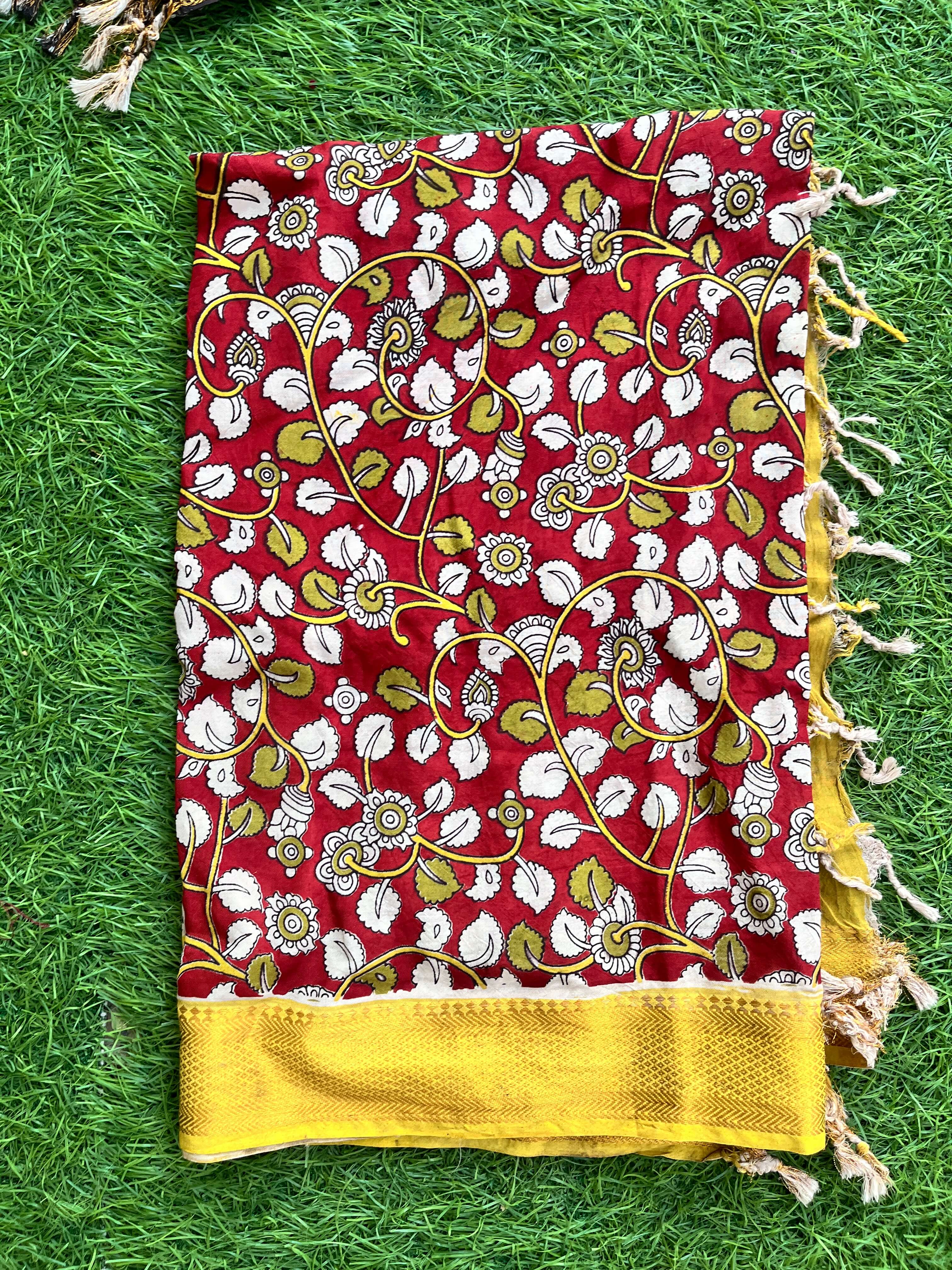 Nizam Border Kalamkari Dupatta- NBKHBD-N-M166