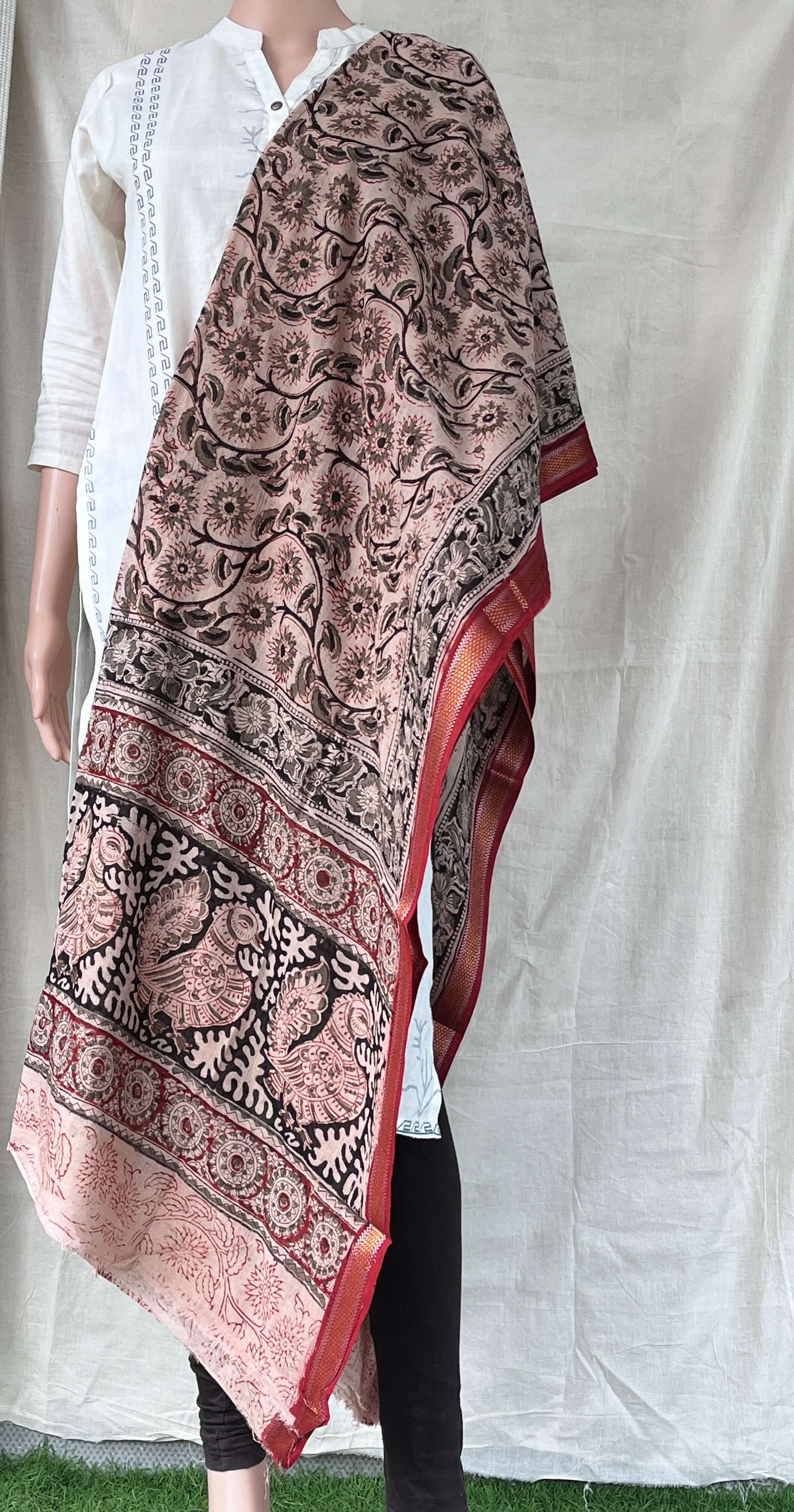 Kalamkari Dupatta- KHBD-ZB-M055