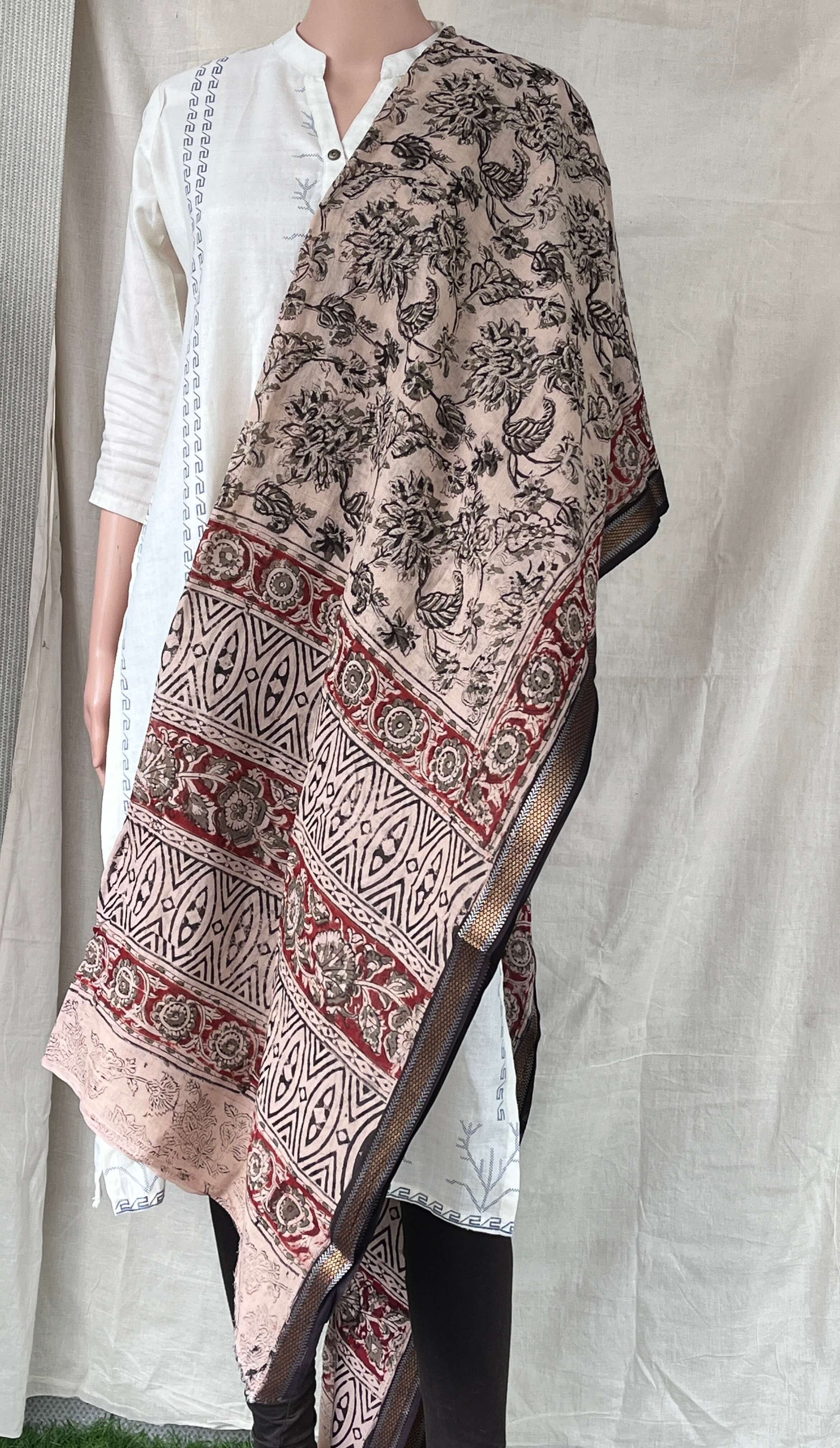 Kalamkari Dupatta- KHBD-ZB-M069
