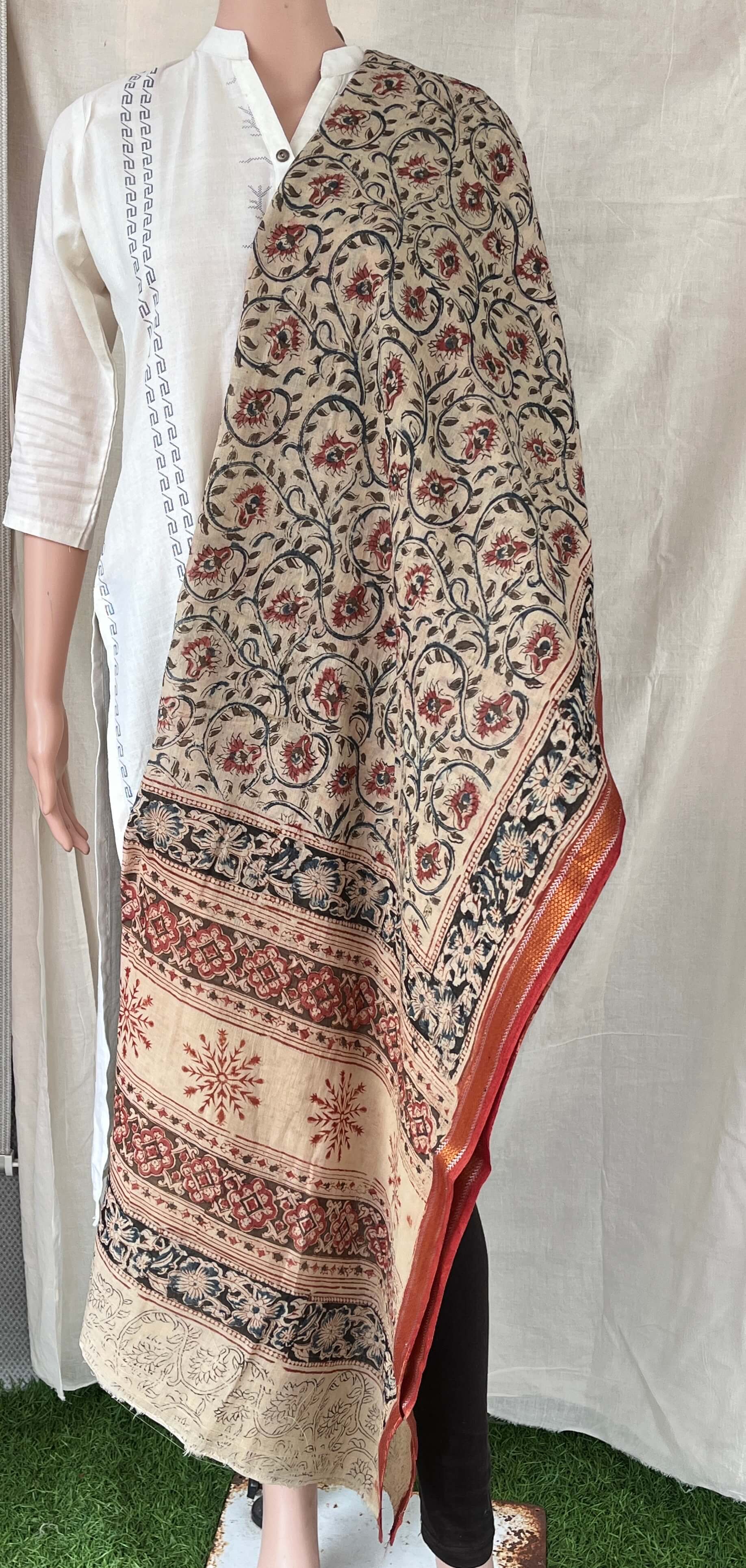 Kalamkari Dupatta- KHBD-ZB-M048