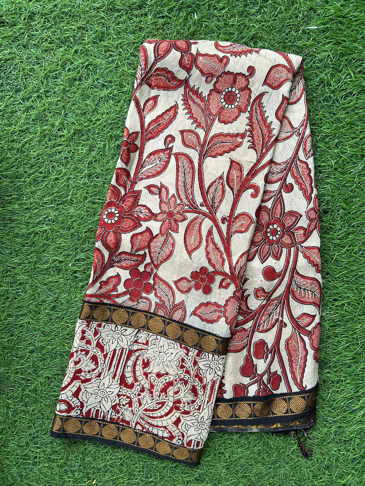 Kalamkari Chennuri Silk Double Border Saree-KDBS-M005