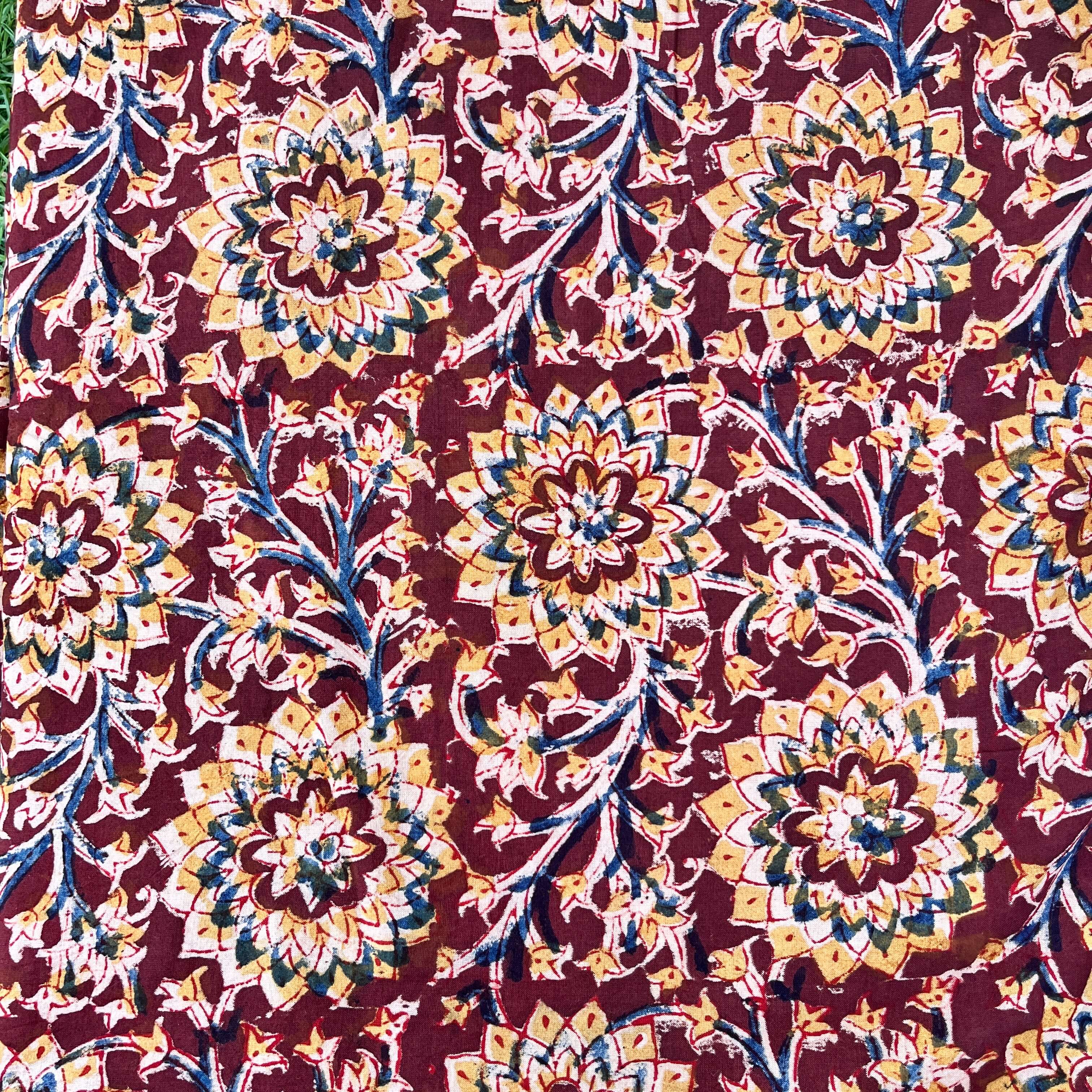 Kalamkari Block Printed Cotton Fabric - HBP-B044