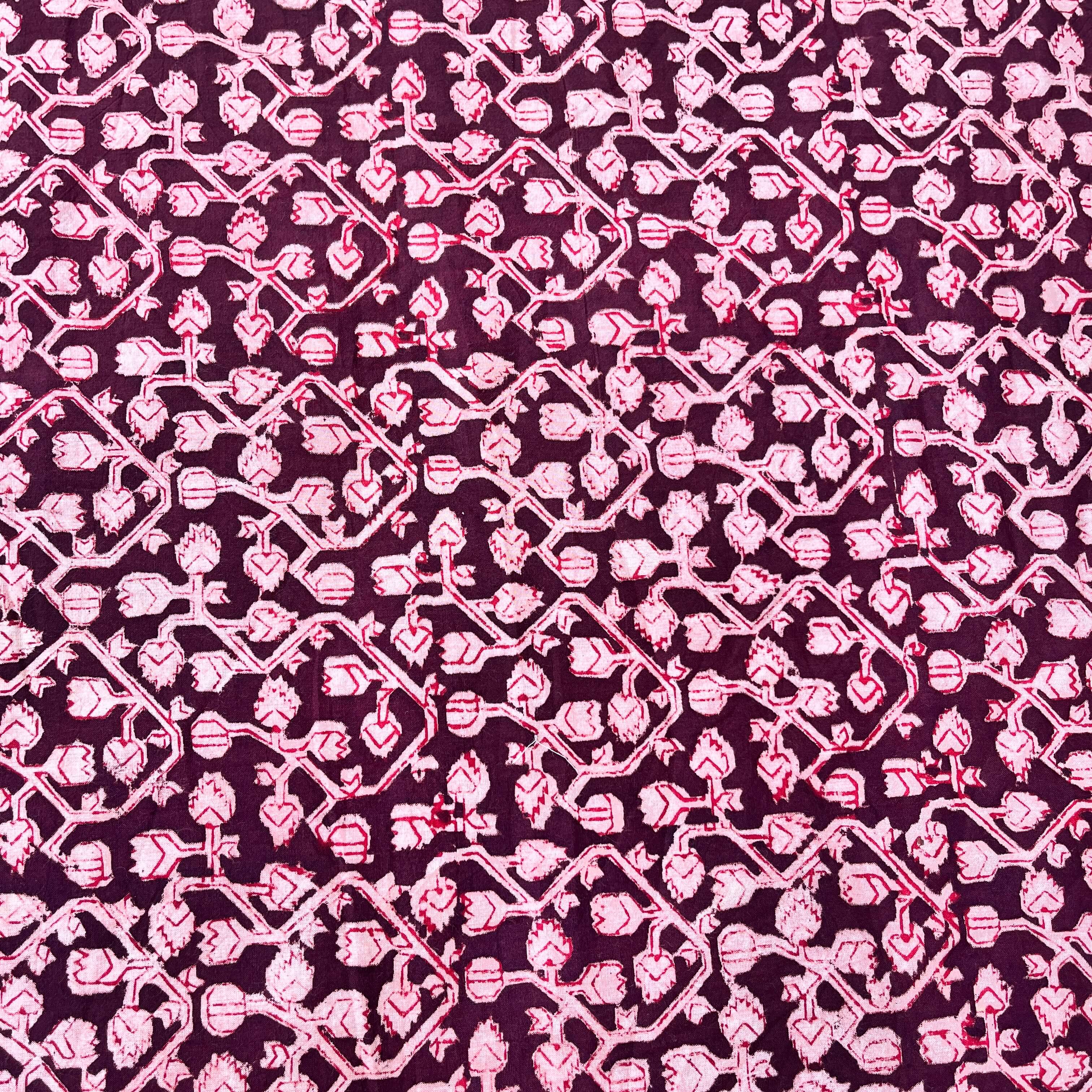 Kalamkari Block Printed Cotton Fabric - HBP-B049