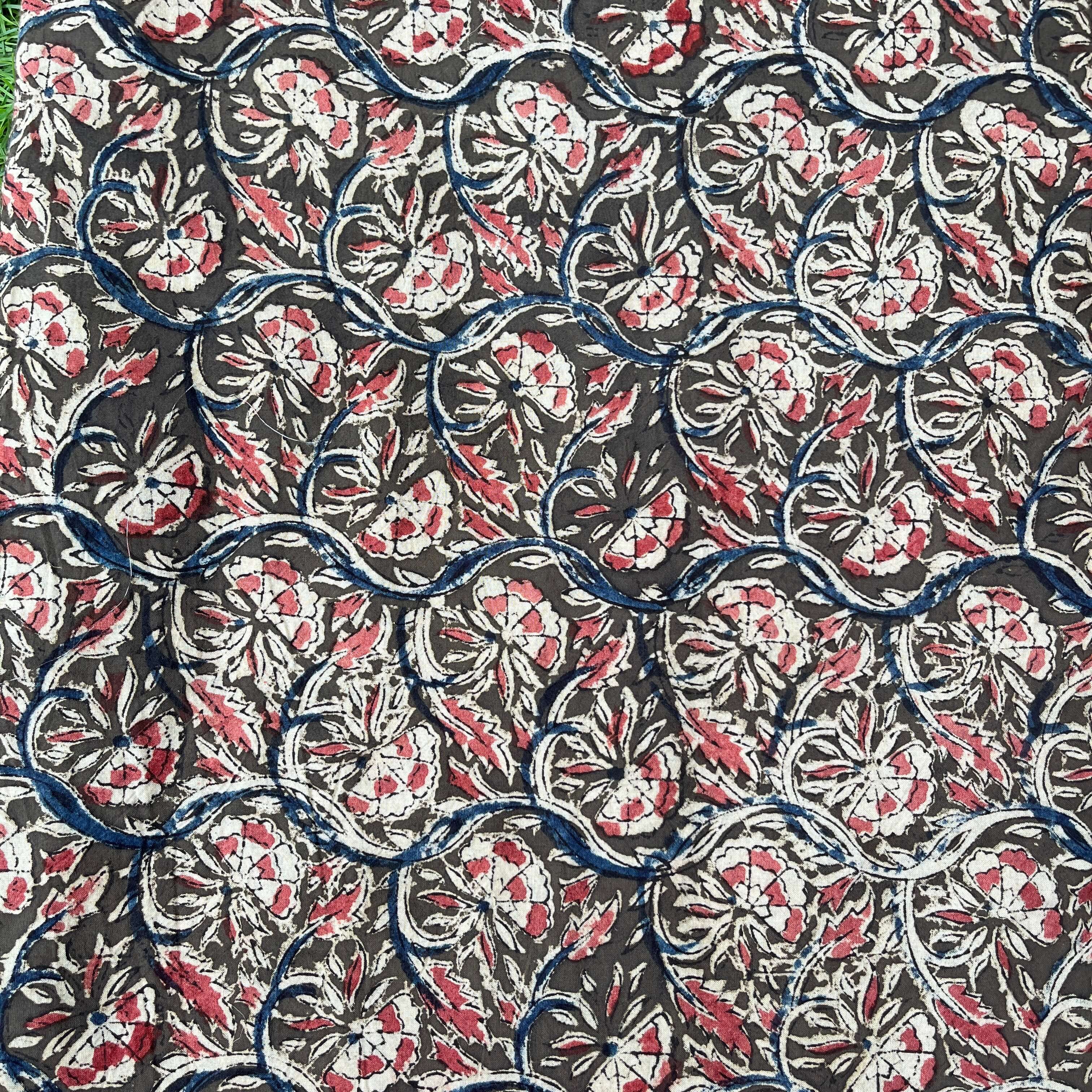 Kalamkari Block Printed Cotton Fabric - HBP-B063
