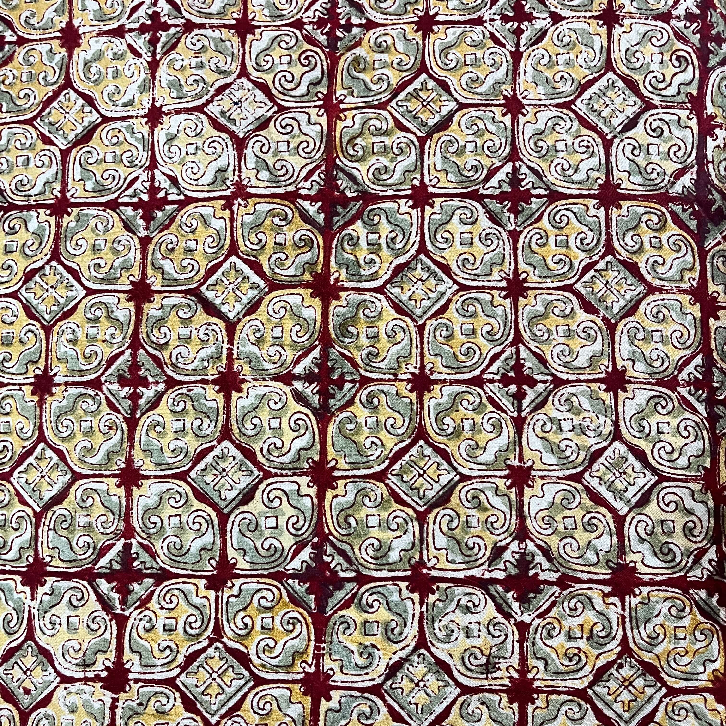 Kalamkari Block Printed Cotton Fabric - HBP-B045