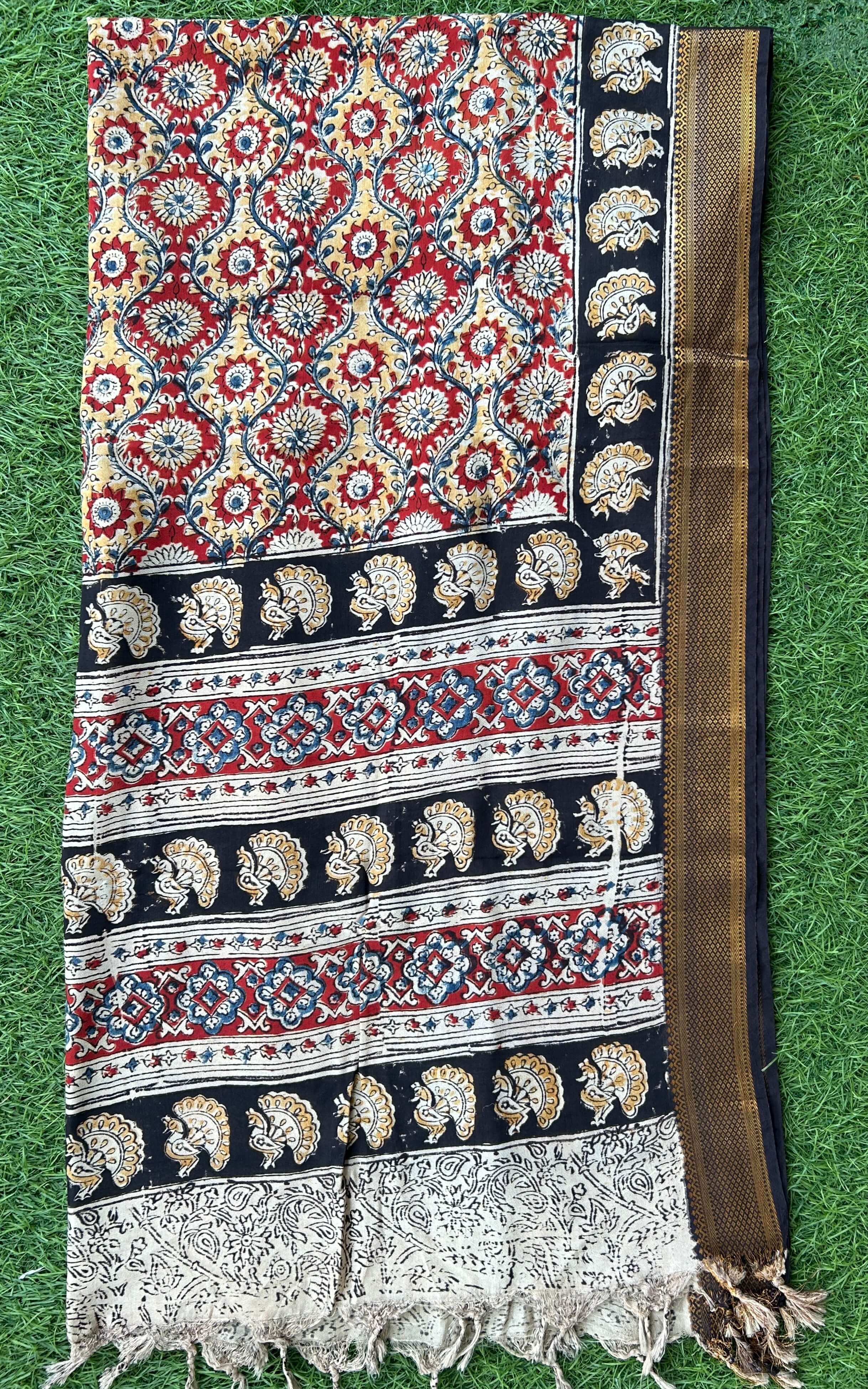 Nizam Border Kalamkari Dupatta- NBKHBD-N-M177
