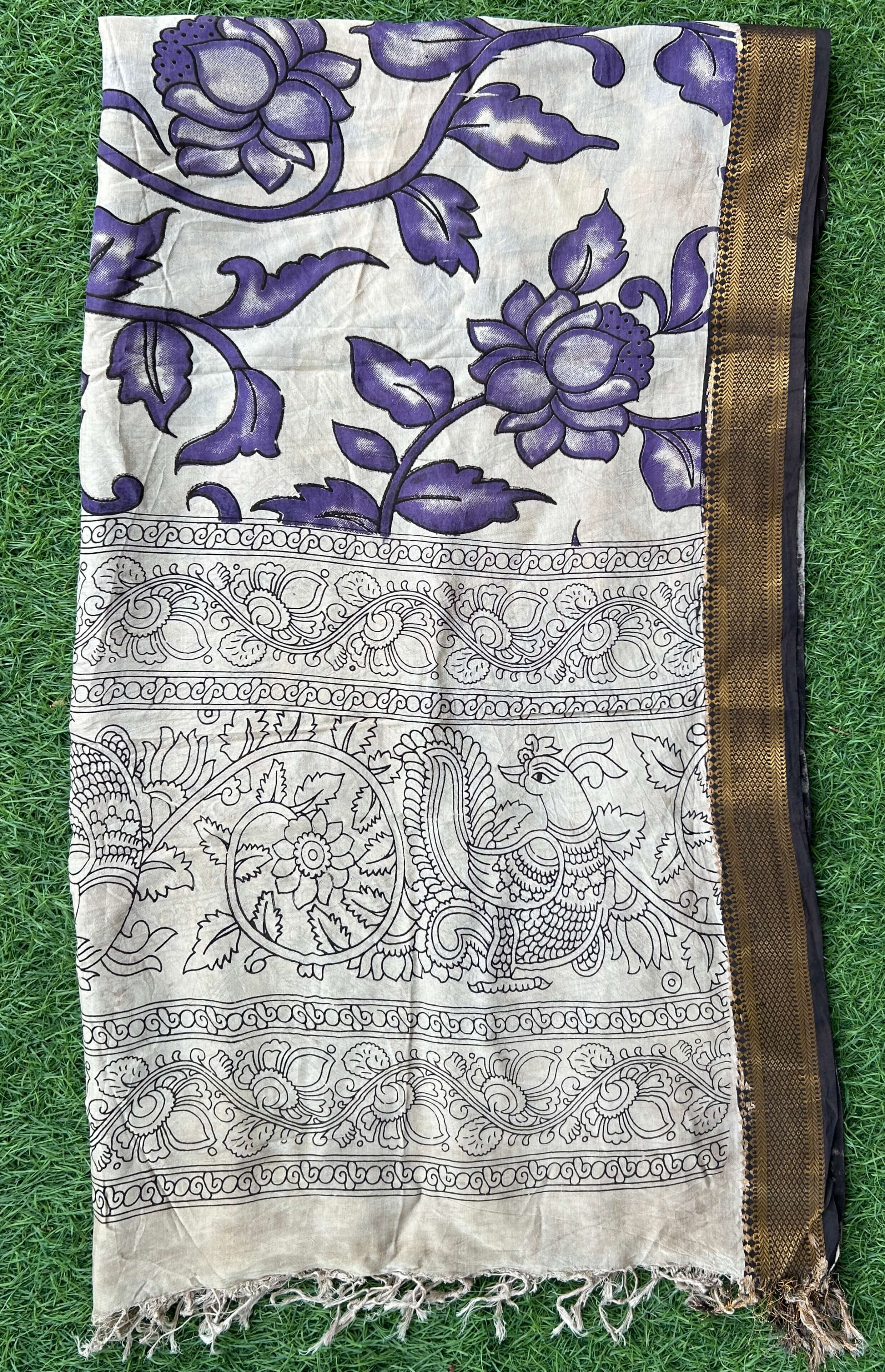 Nizam Border Kalamkari Dupatta- NBKHBD-N-M183