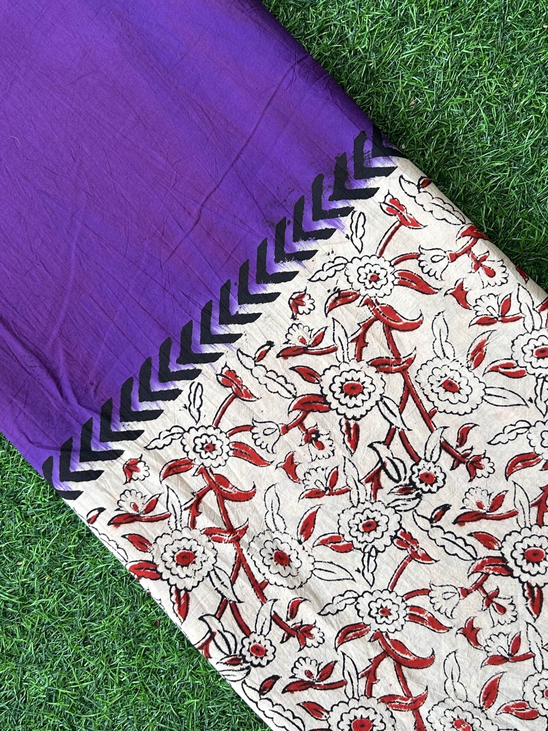 Kalamkari Block Printed Dying Cotton Fabric - BDCF-D016
