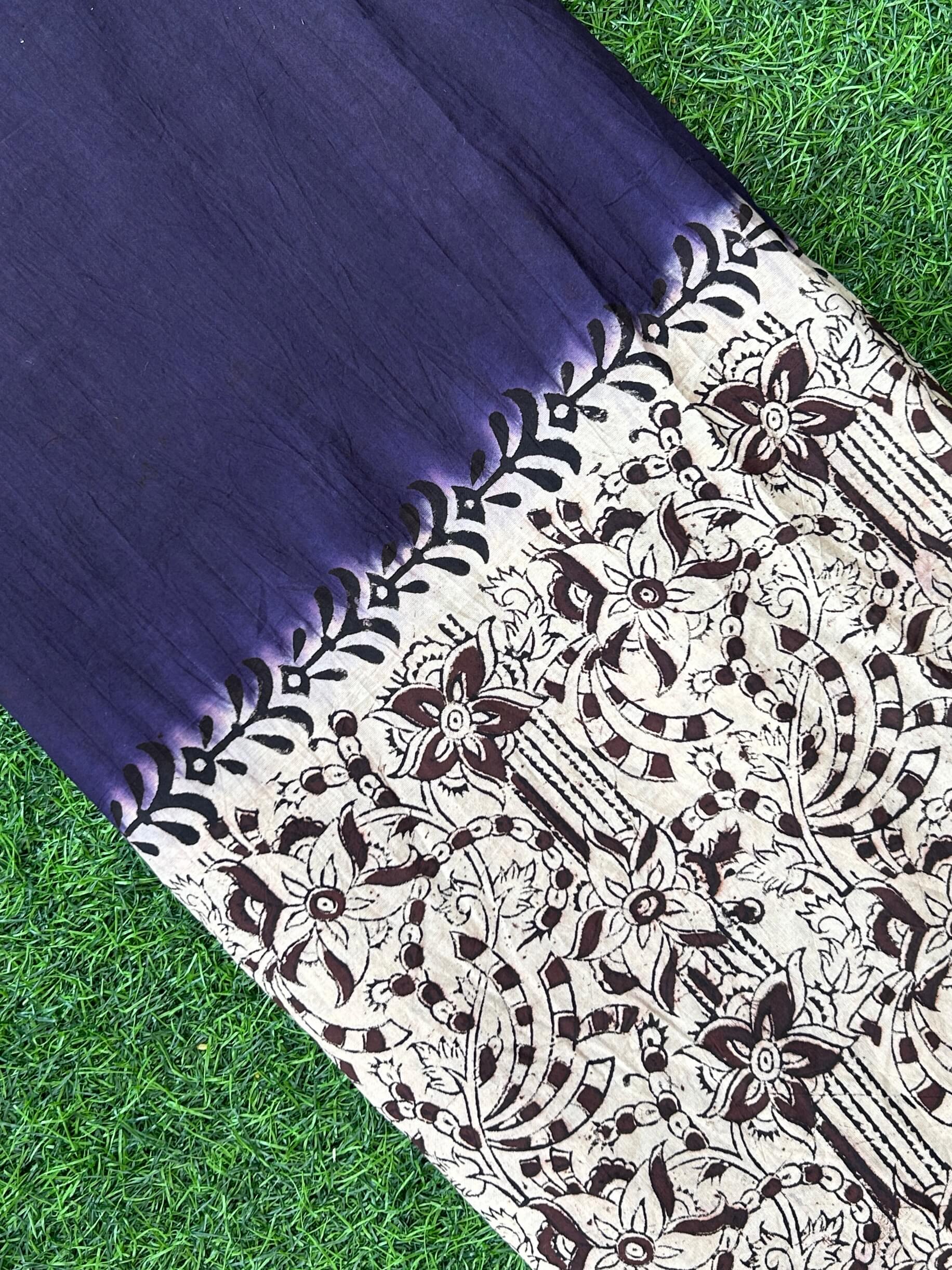 Kalamkari Block Printed Dying Cotton Fabric - BDCF-D017