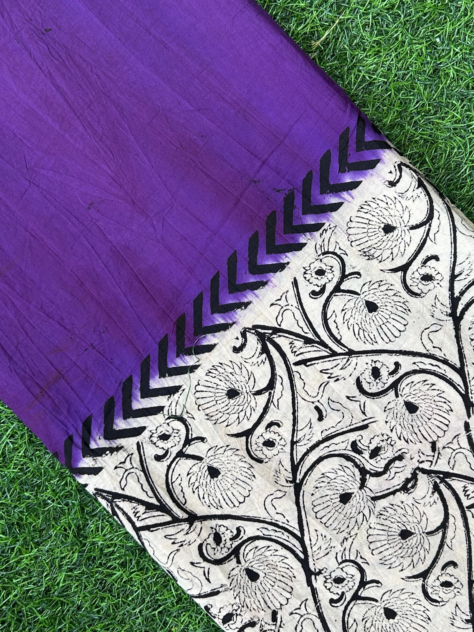 Kalamkari Block Printed Dying Cotton Fabric - BDCF-D014
