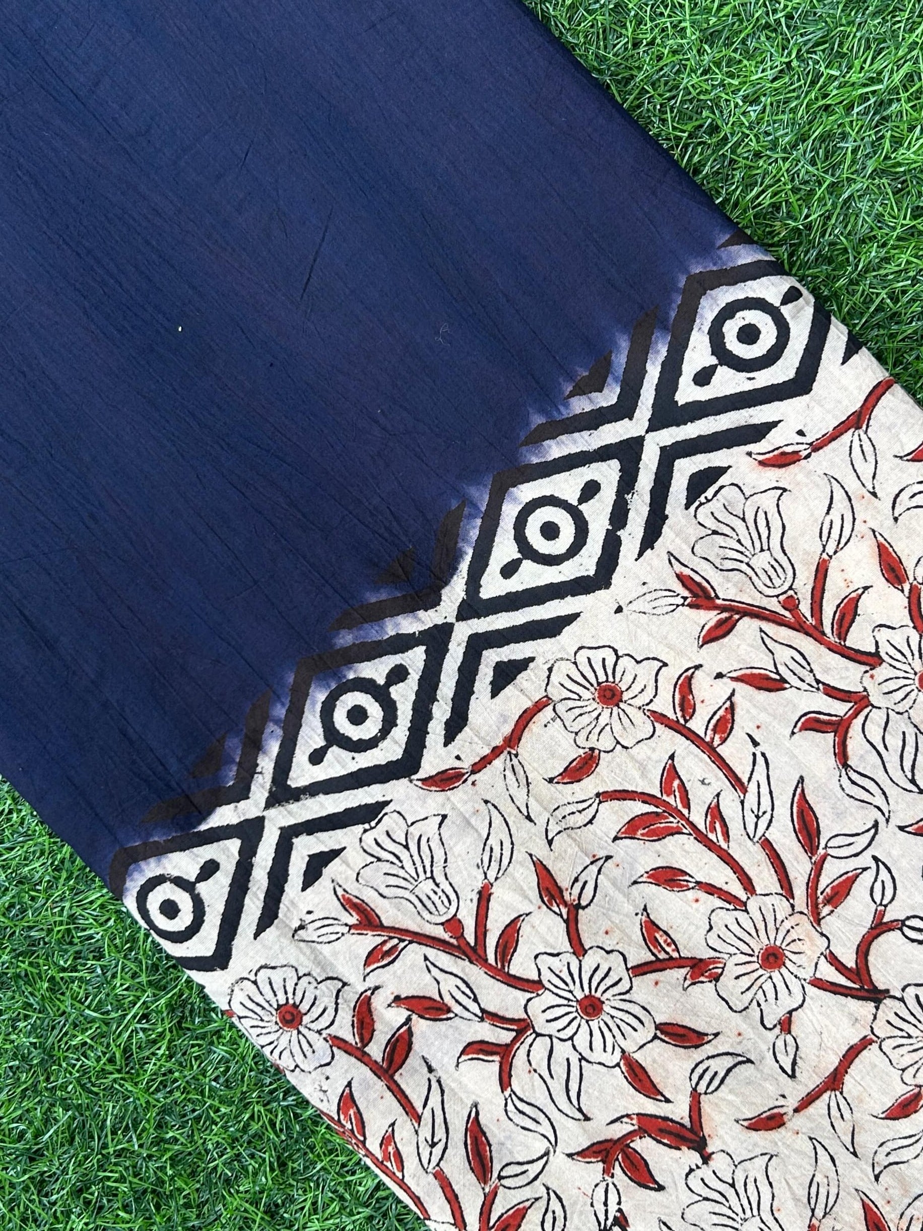 Kalamkari Block Printed Dying Cotton Fabric - BDCF-D015
