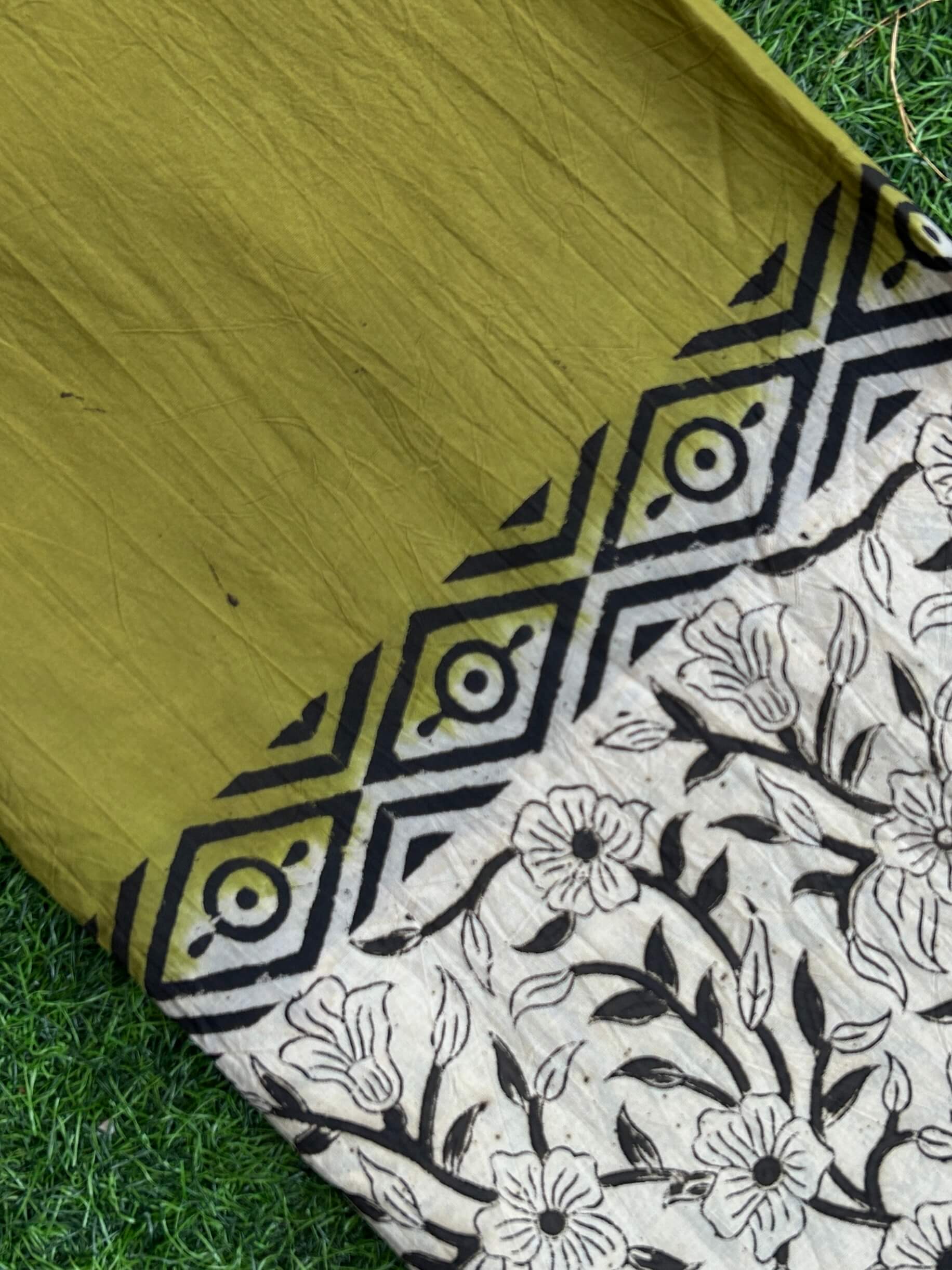 Kalamkari Block Printed Dying Cotton Fabric - BDCF-D013