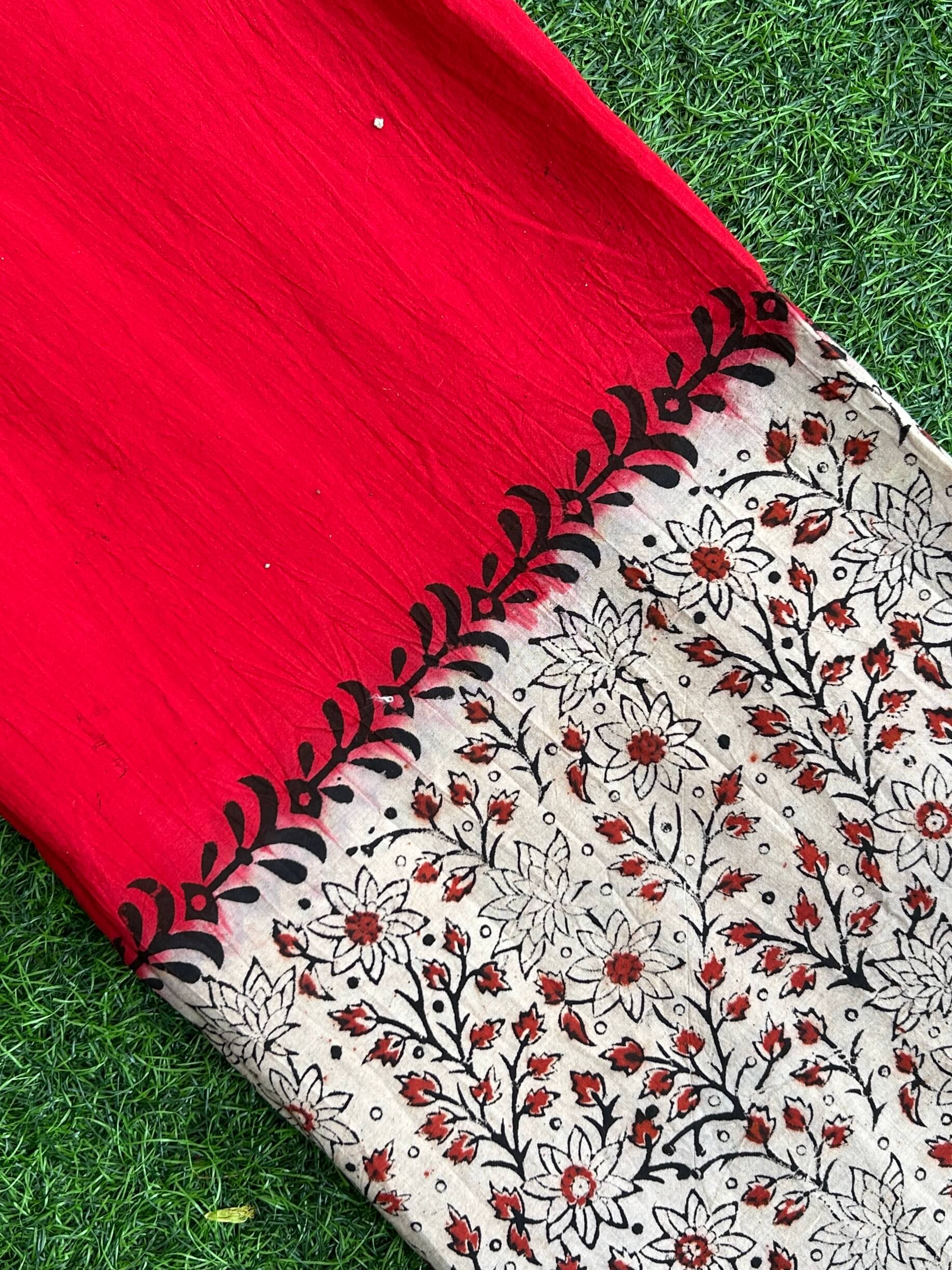 Kalamkari Block Printed Dying Cotton Fabric - BDCF-D011