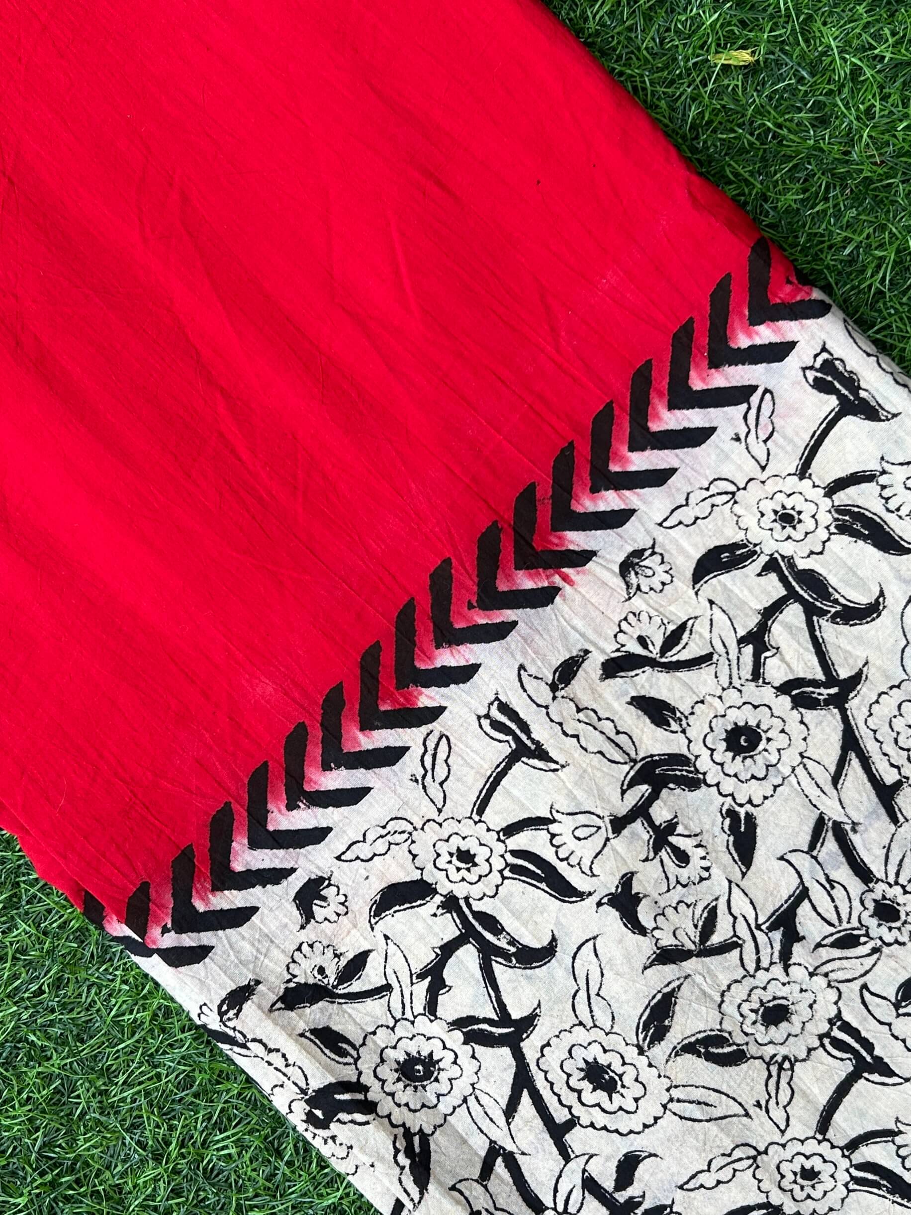 Kalamkari Block Printed Dying Cotton Fabric - BDCF-D012