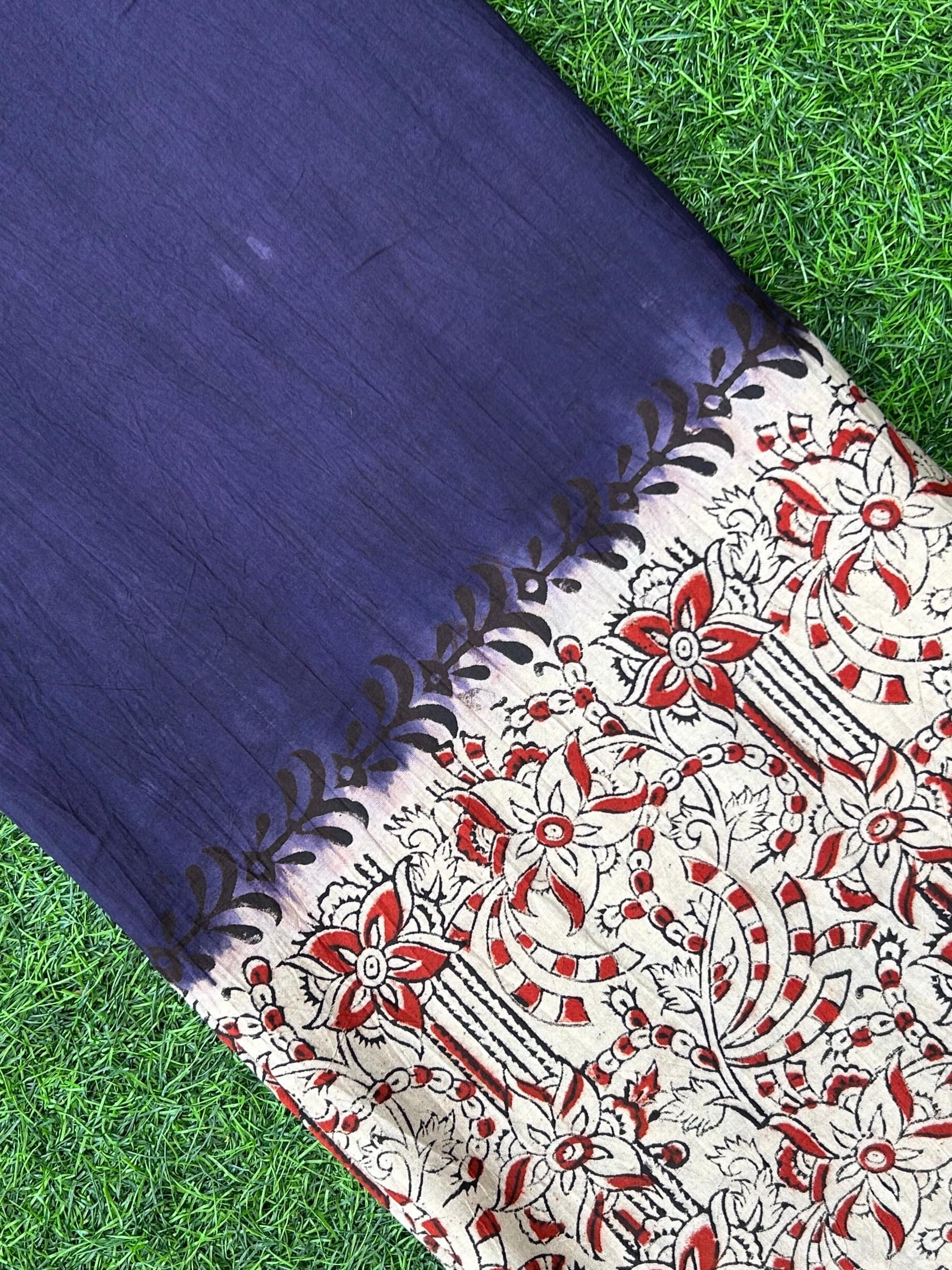 Kalamkari Block Printed Dying Cotton Fabric - BDCF-D010