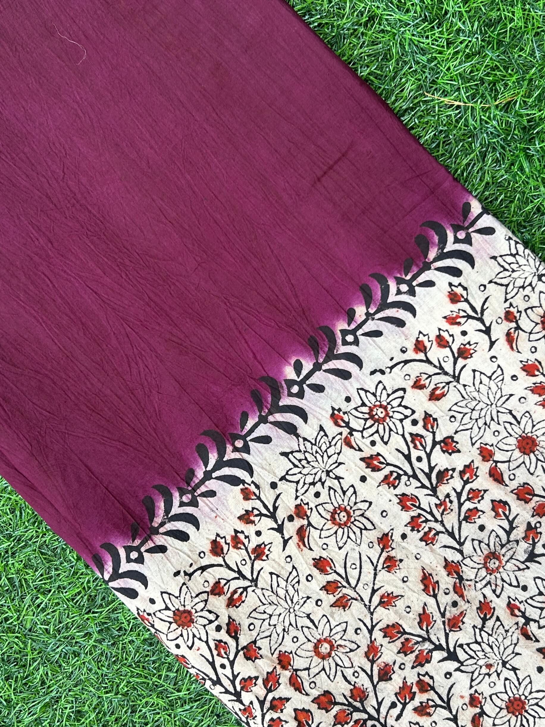 Kalamkari Block Printed Dying Cotton Fabric - BDCF-D007