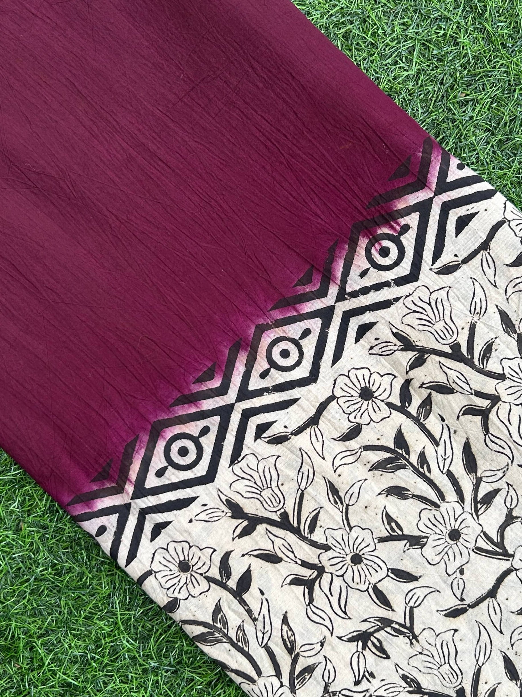 Kalamkari Block Printed Dying Cotton Fabric - BDCF-D008