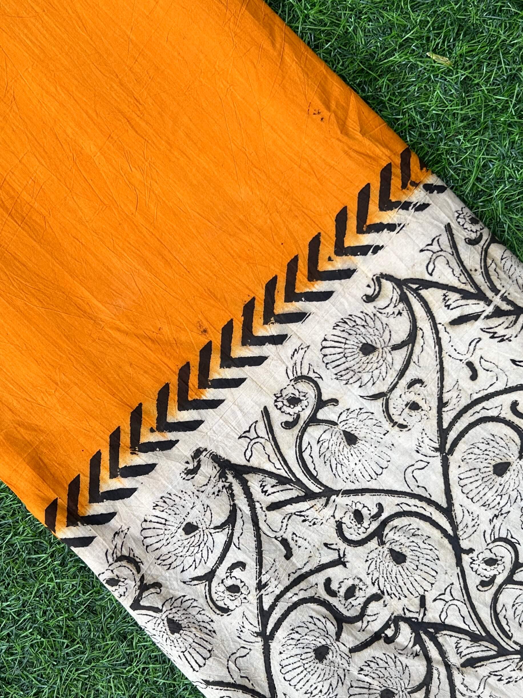 Kalamkari Block Printed Dying Cotton Fabric - BDCF-D005