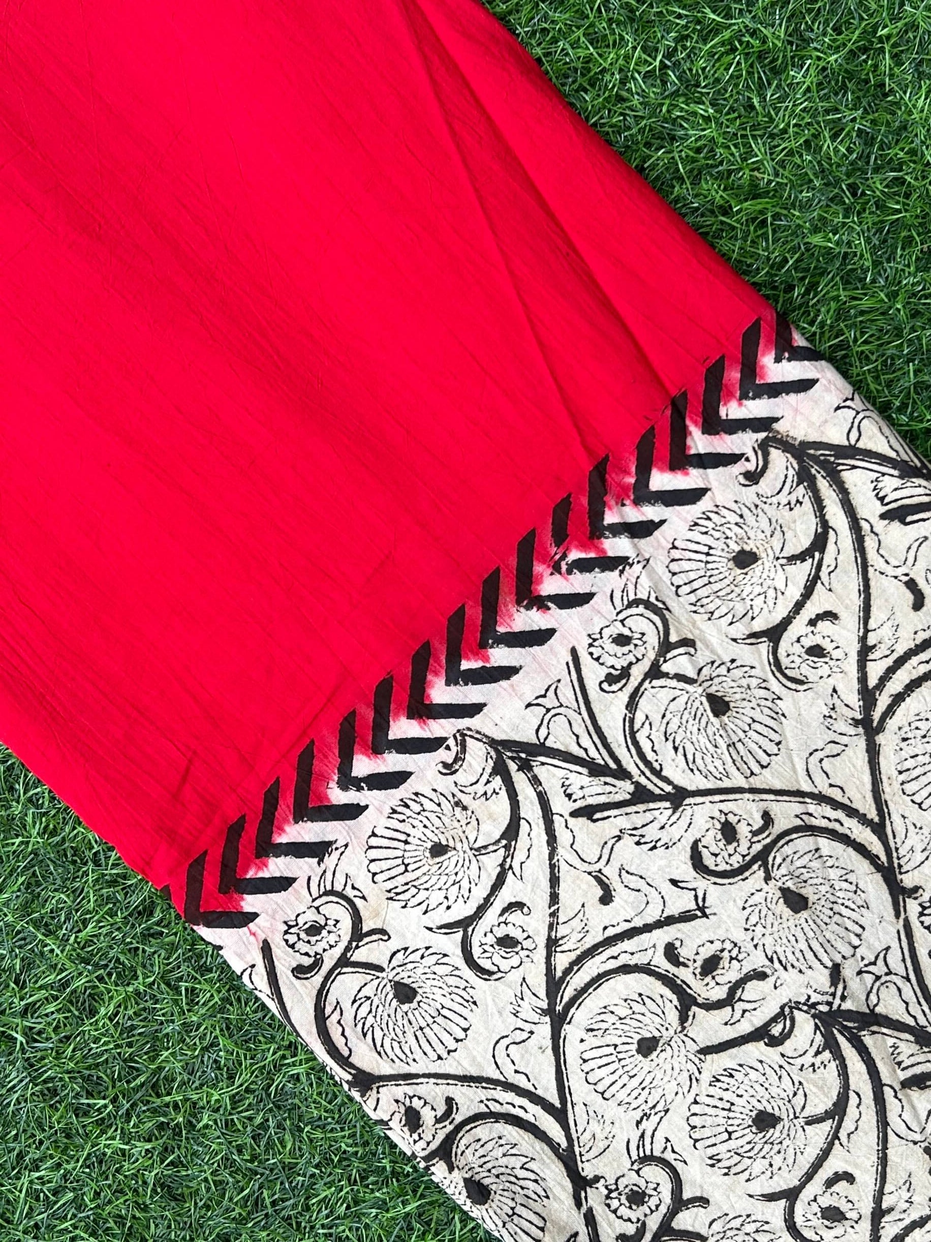 Kalamkari Block Printed Dying Cotton Fabric - BDCF-D006