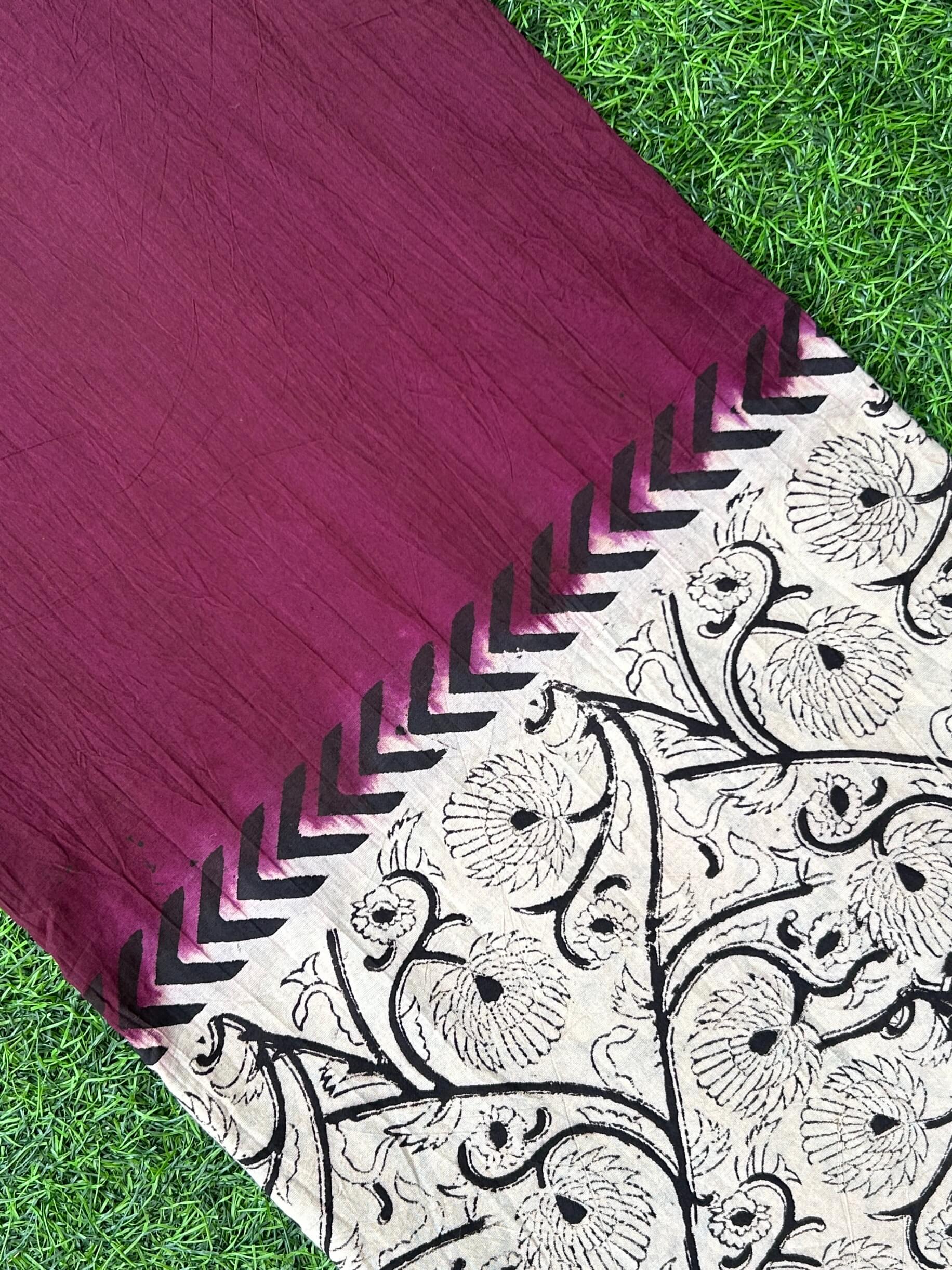 Kalamkari Block Printed Dying Cotton Fabric - BDCF-D004