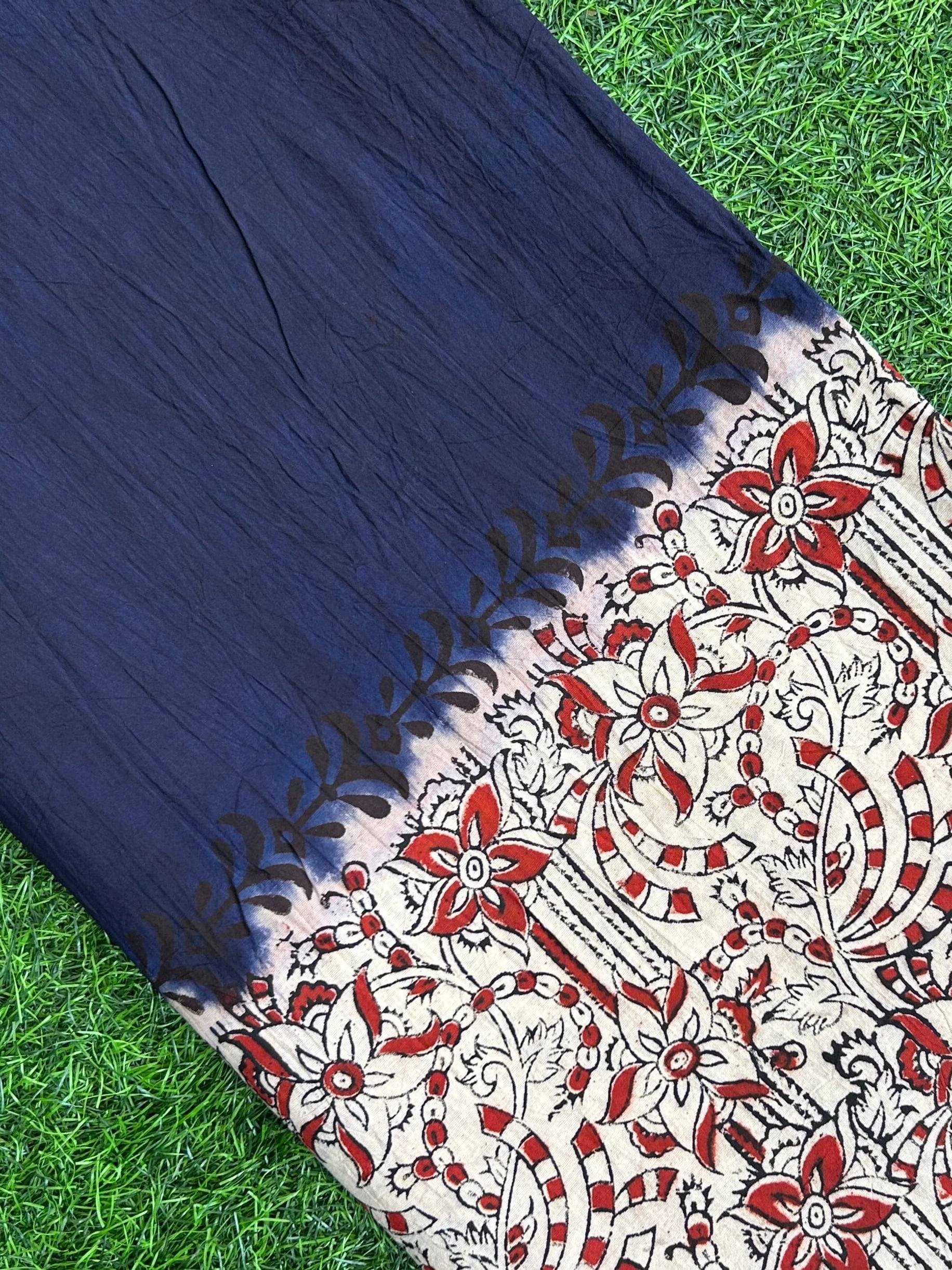Kalamkari Block Printed Dying Cotton Fabric - BDCF-D002