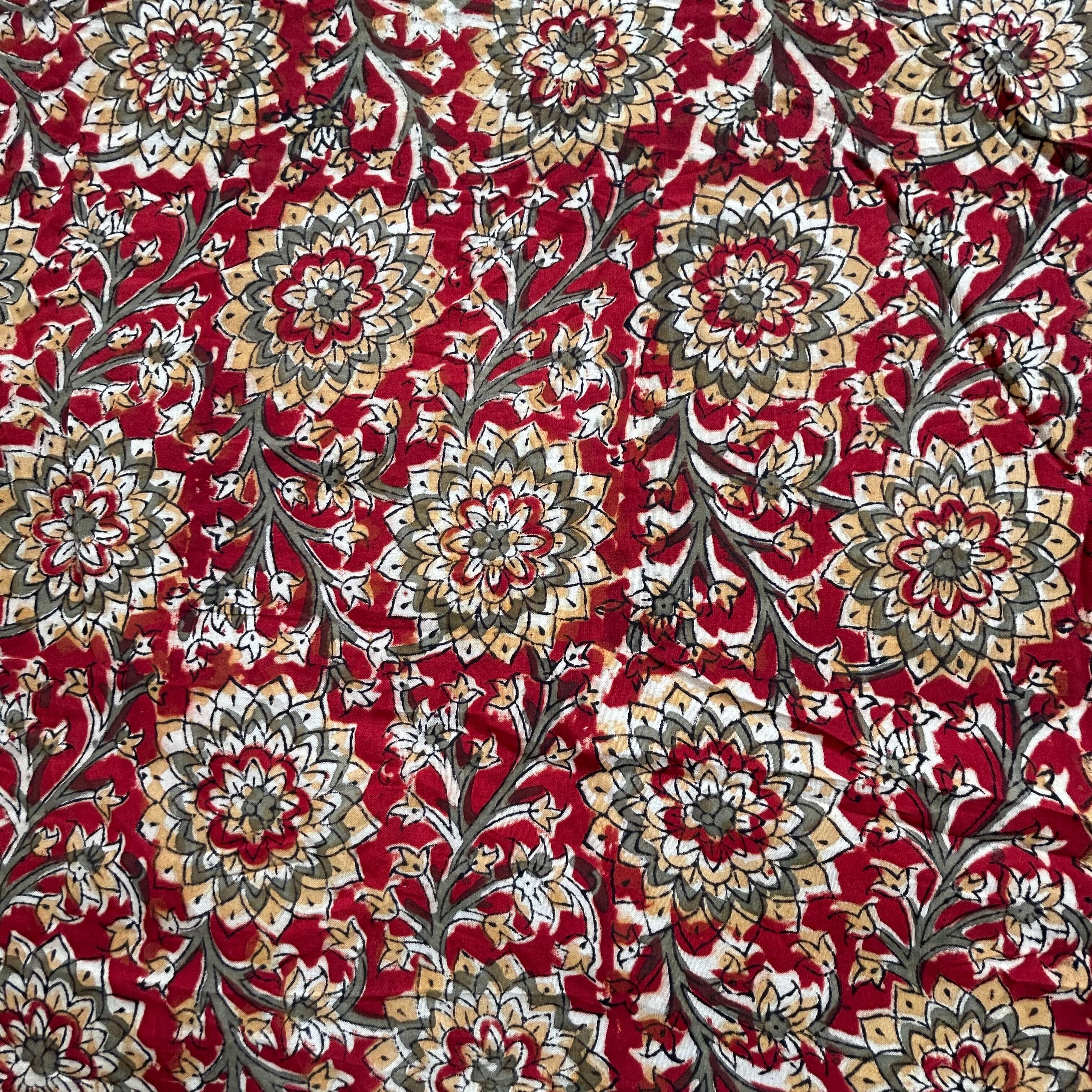 Kalamkari Block Printed Chennuri Silk Fabric - HBPS-B033