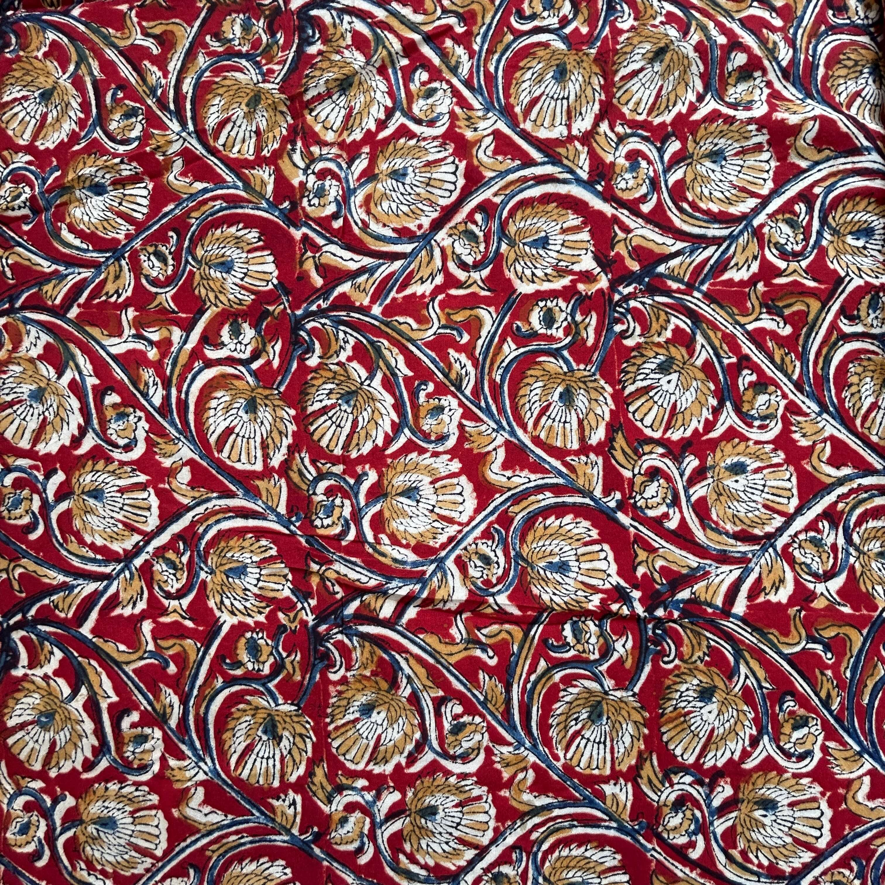 Kalamkari Block Printed Chennuri Silk Fabric - HBPS-B034