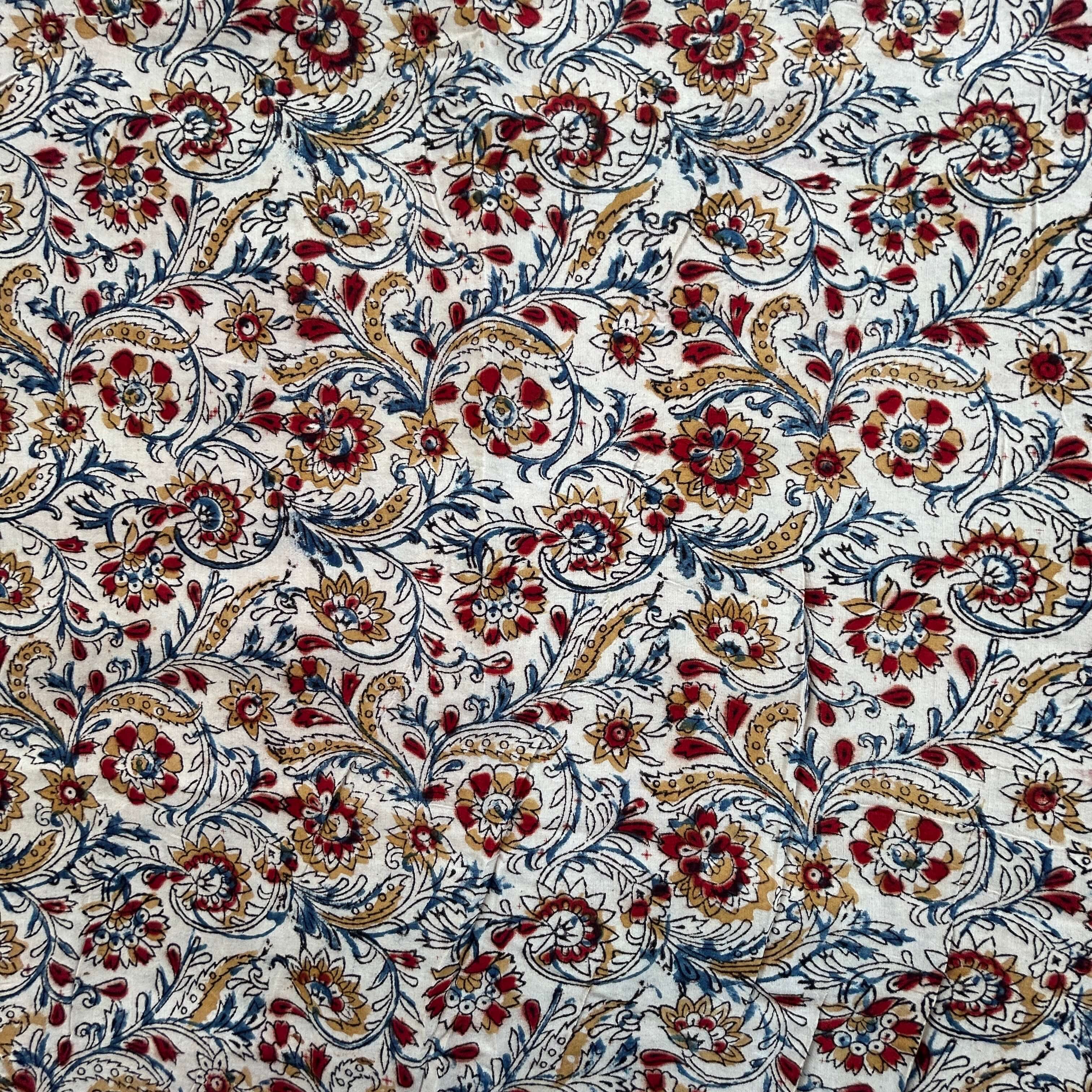 Kalamkari Block Printed Chennuri Silk Fabric - HBPS-B030