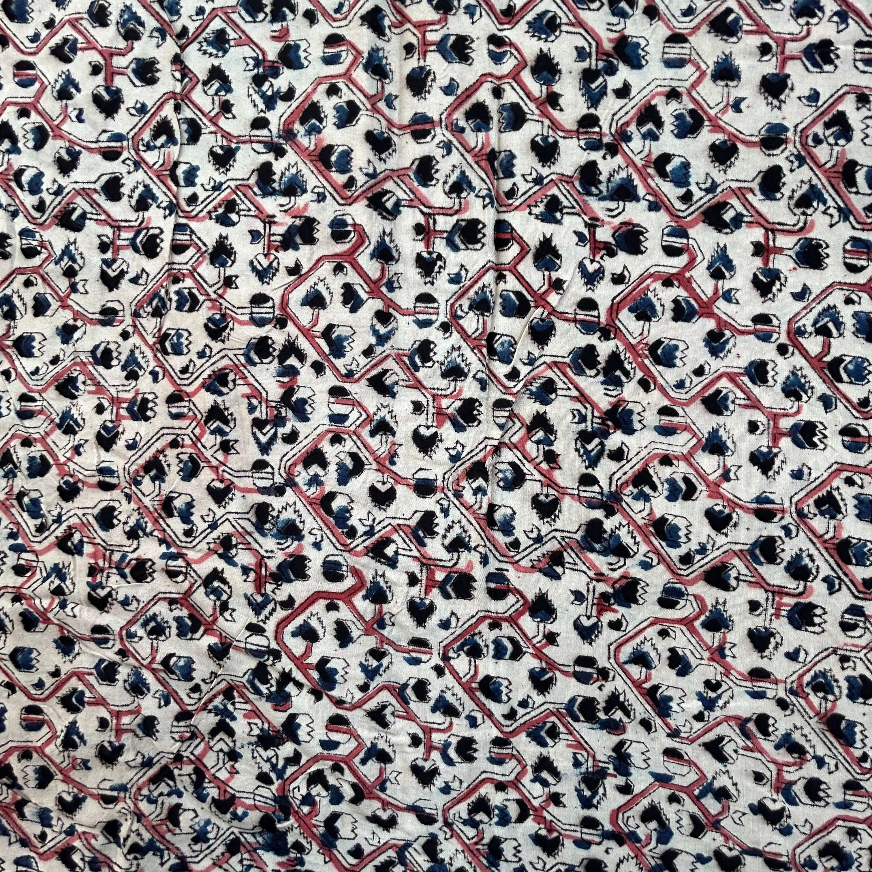 Kalamkari Block Printed Chennuri Silk Fabric - HBPS-B028