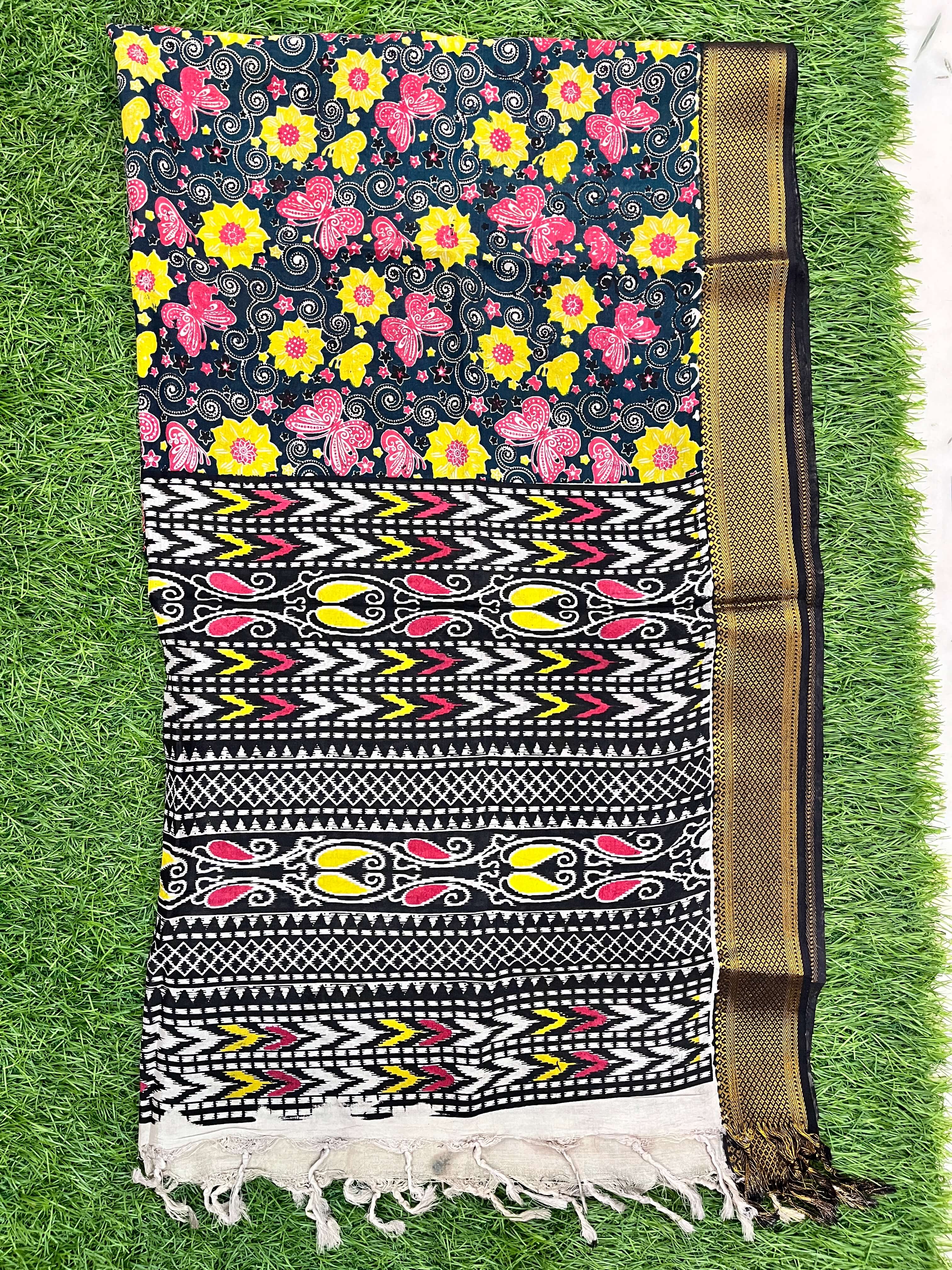 Nizam Border Kalamkari Dupatta- NBKHBD-N-M083