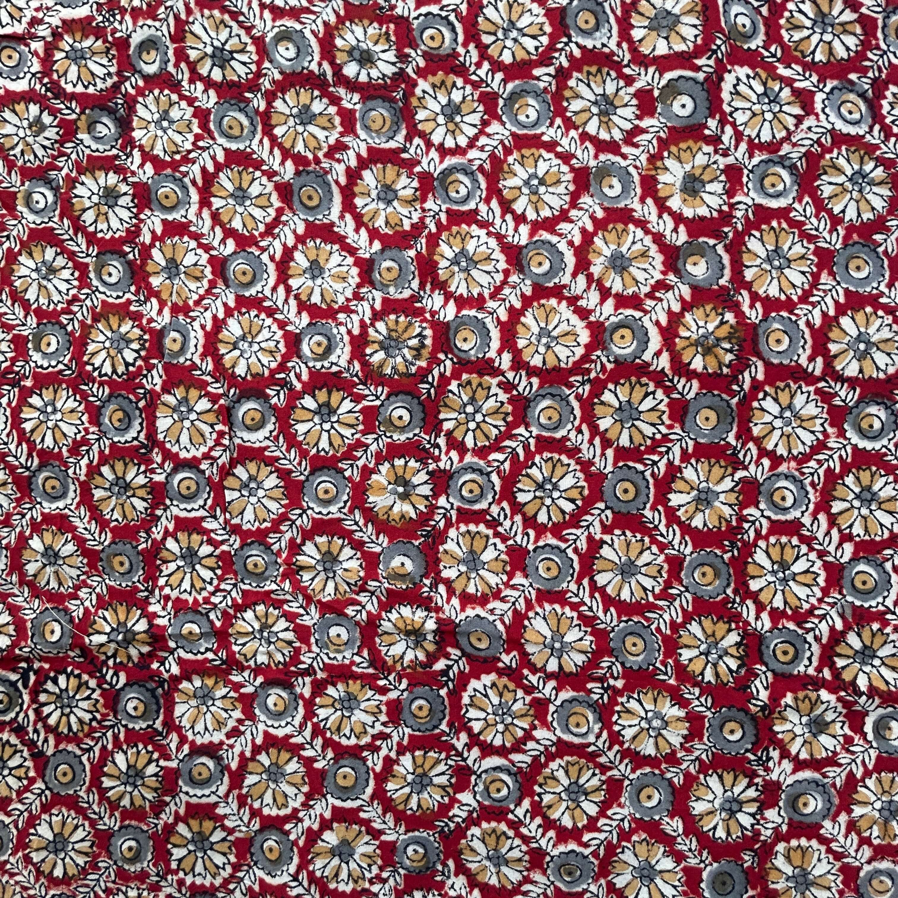 Kalamkari Block Printed Chennuri Silk Fabric - HBPS-B029
