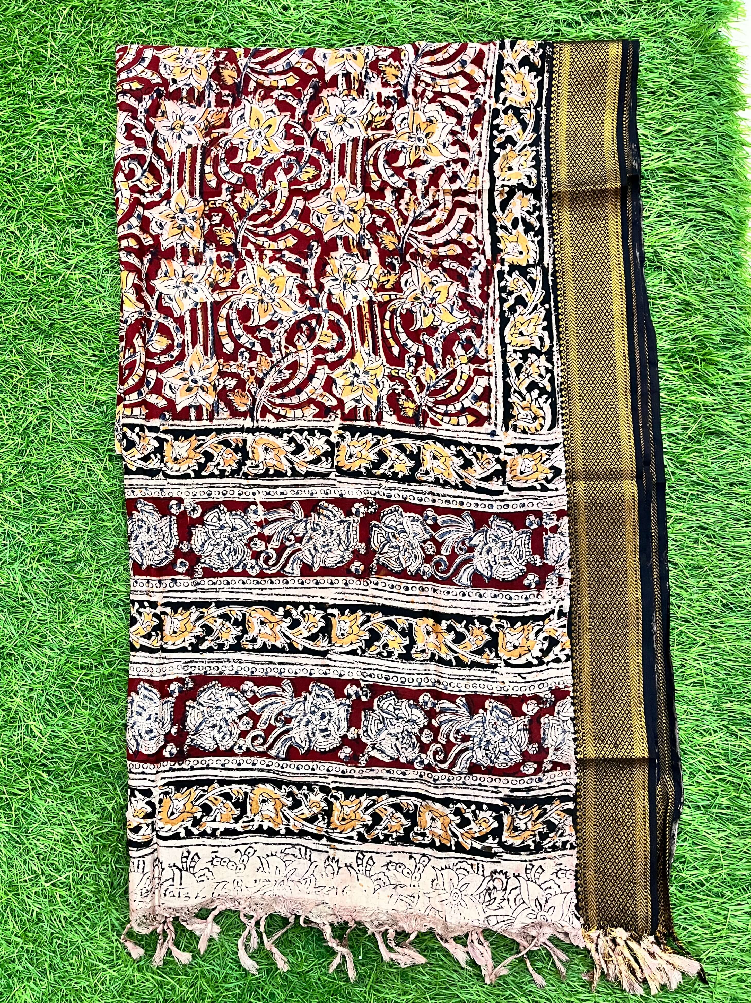 Nizam Border Kalamkari Dupatta- NBKHBD-N-M089