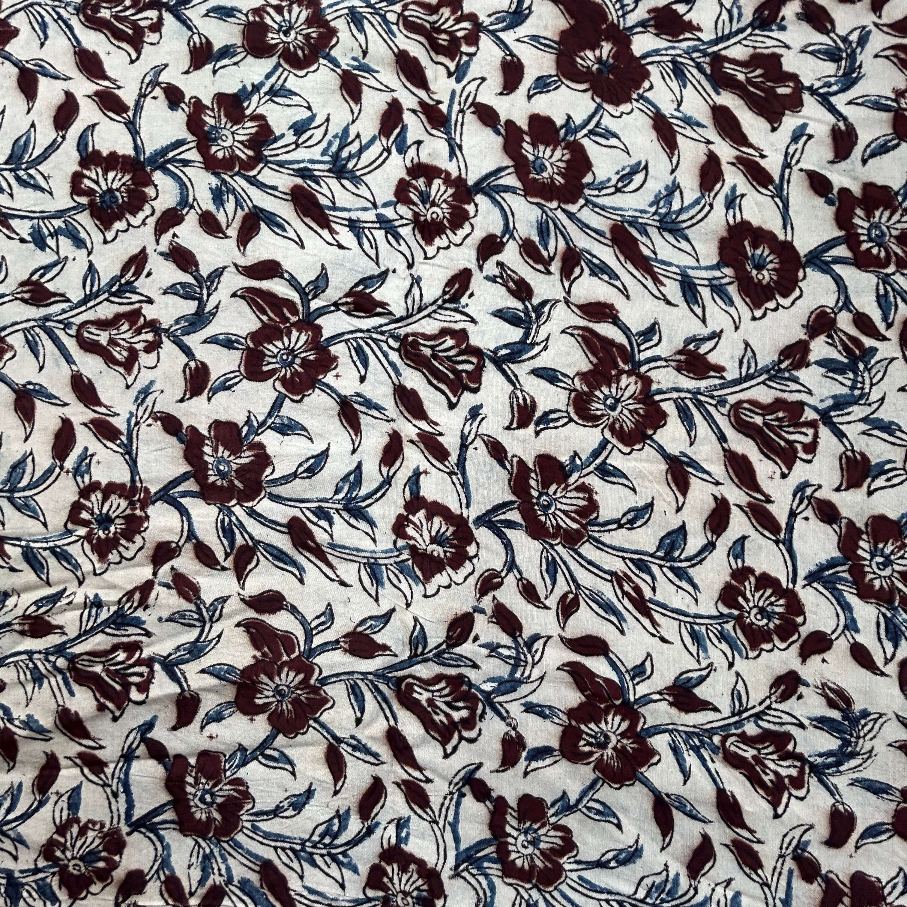 Kalamkari Block Printed Chennuri Silk Fabric - HBPS-B025