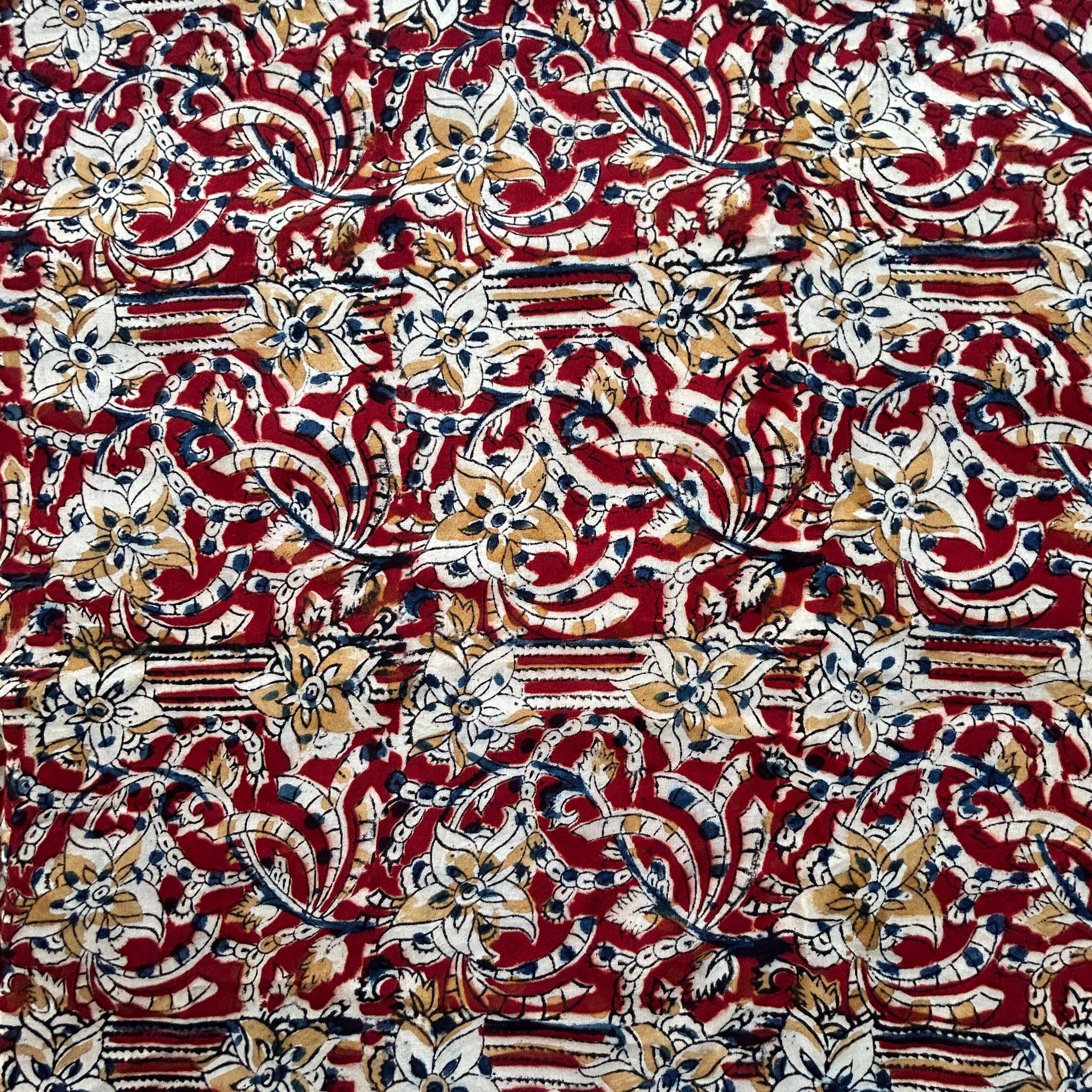 Kalamkari Block Printed Chennuri Silk Fabric - HBPS-B022