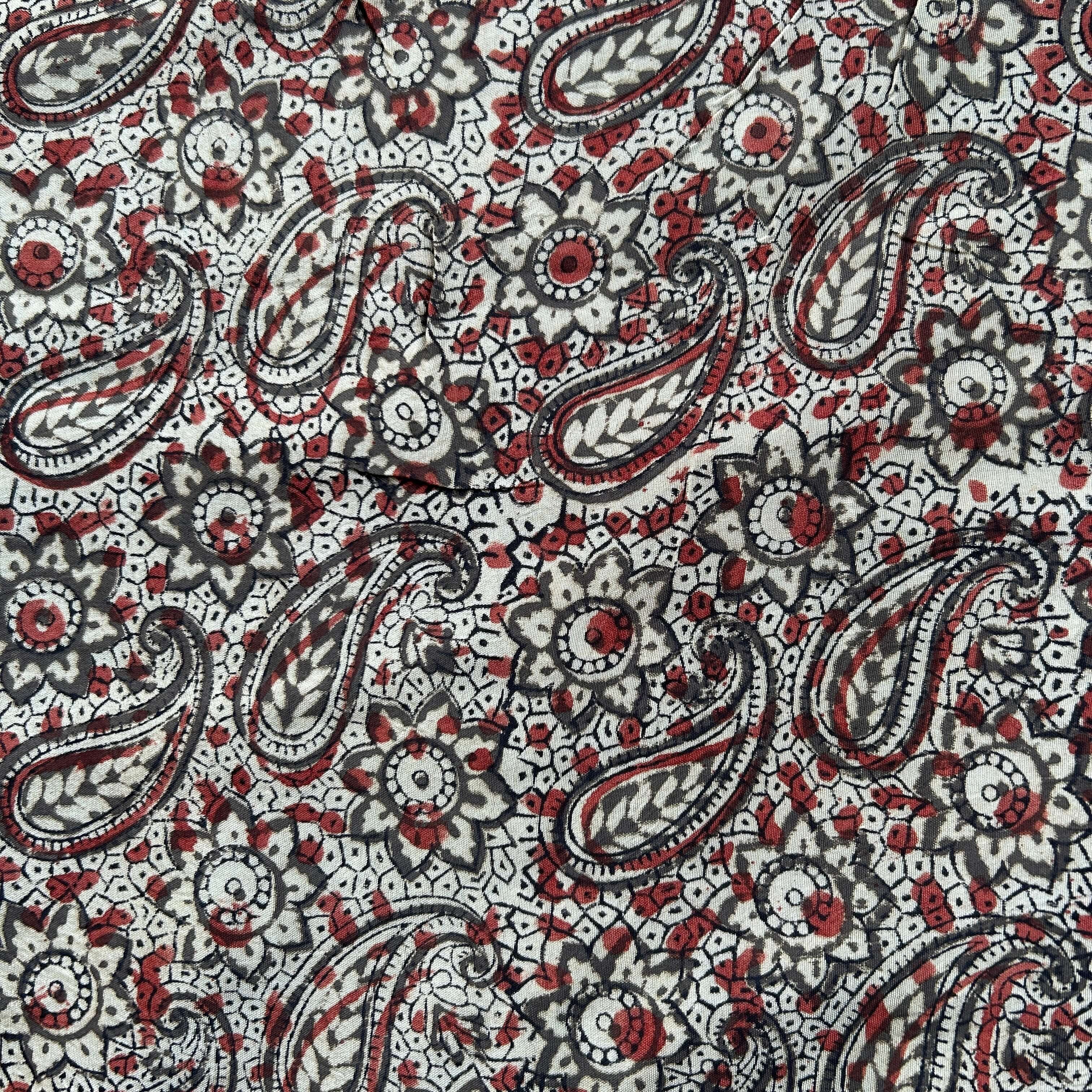 Kalamkari Block Printed Chennuri Silk Fabric - HBPS-B019